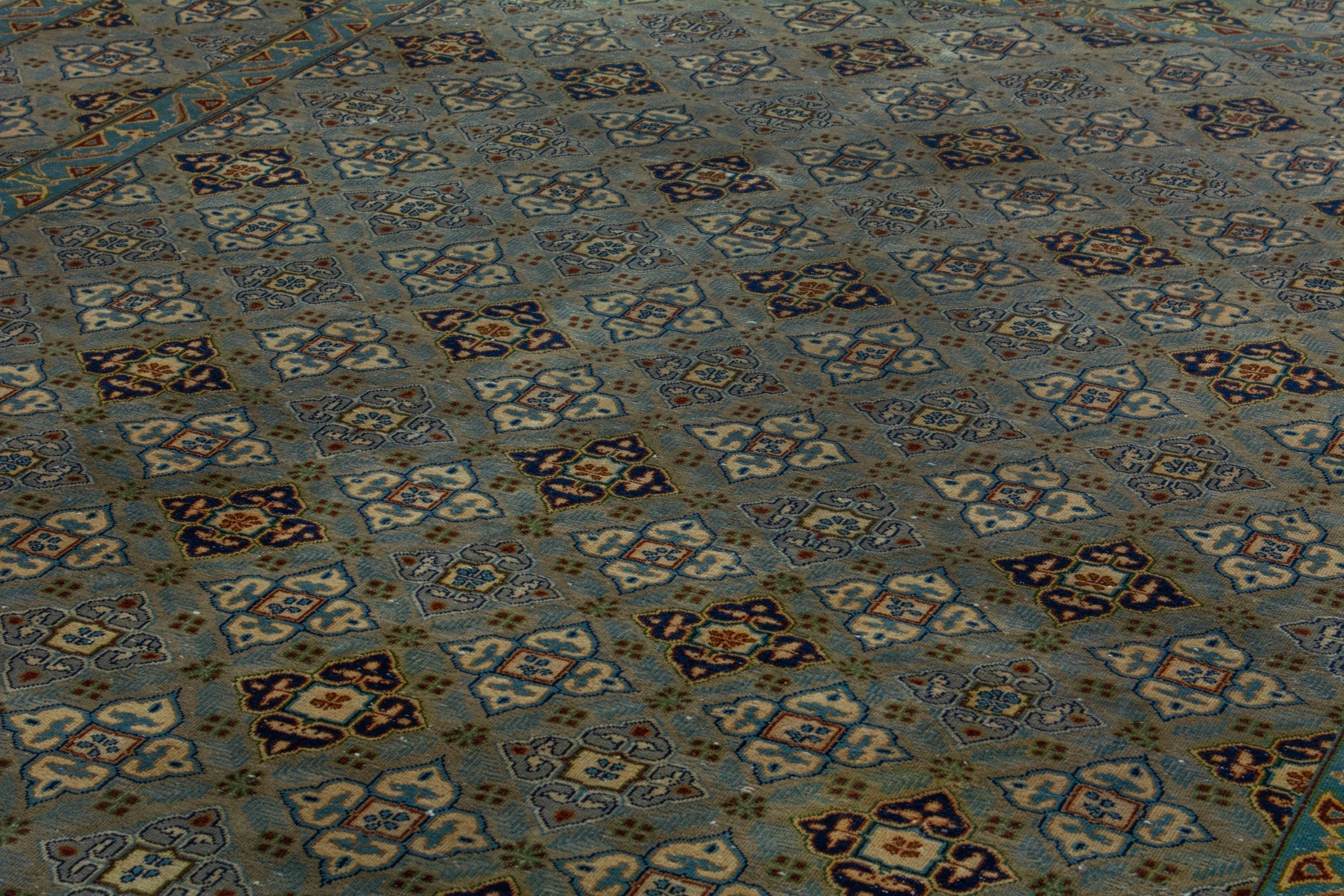 Persian Kashan oversized rug in charcoal and sage, view 7 of 19