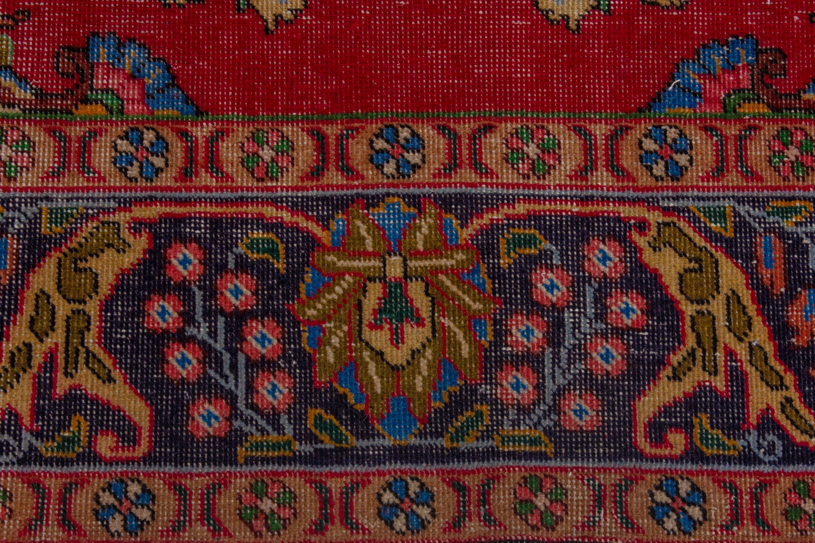 Persian Tabriz oversized rug in deep red and denim, view 11 of 22