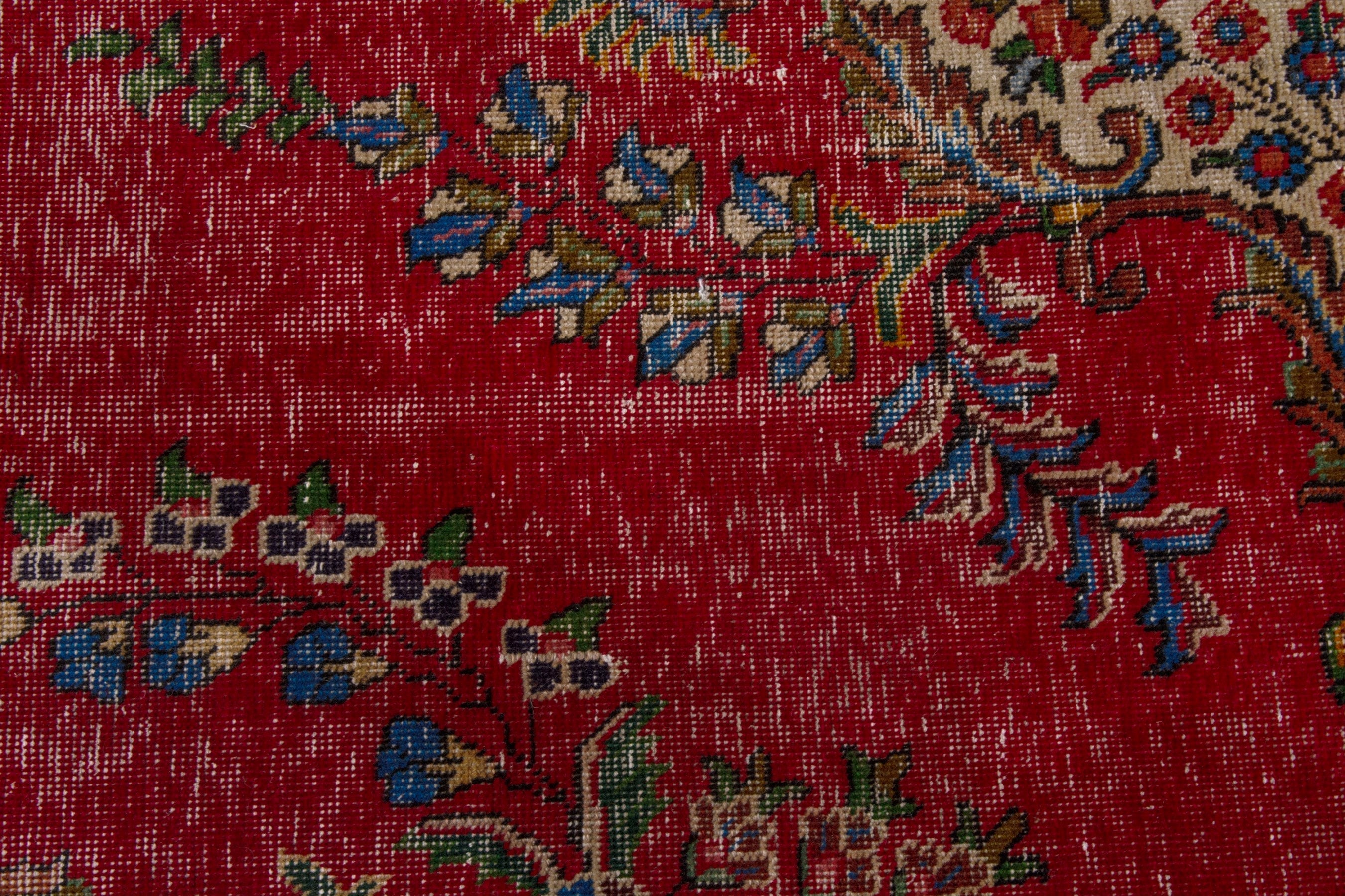 Persian Tabriz oversized rug in deep red and denim, view 14 of 22