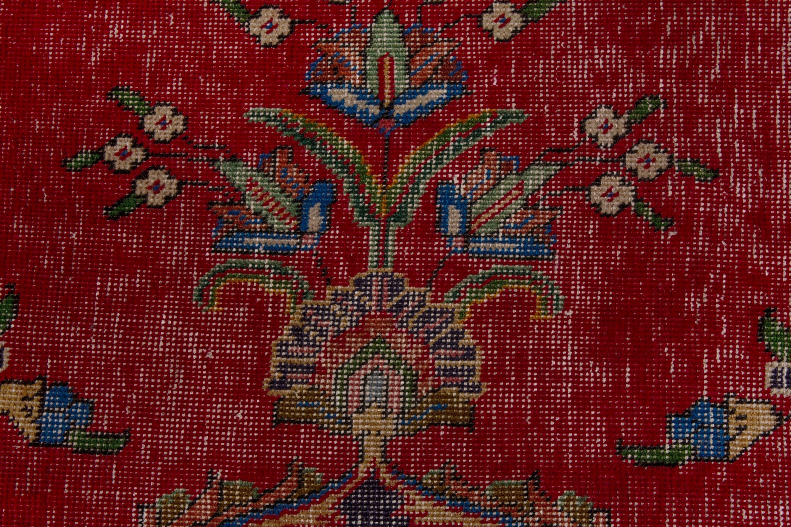 Persian Tabriz oversized rug in deep red and denim, view 15 of 22