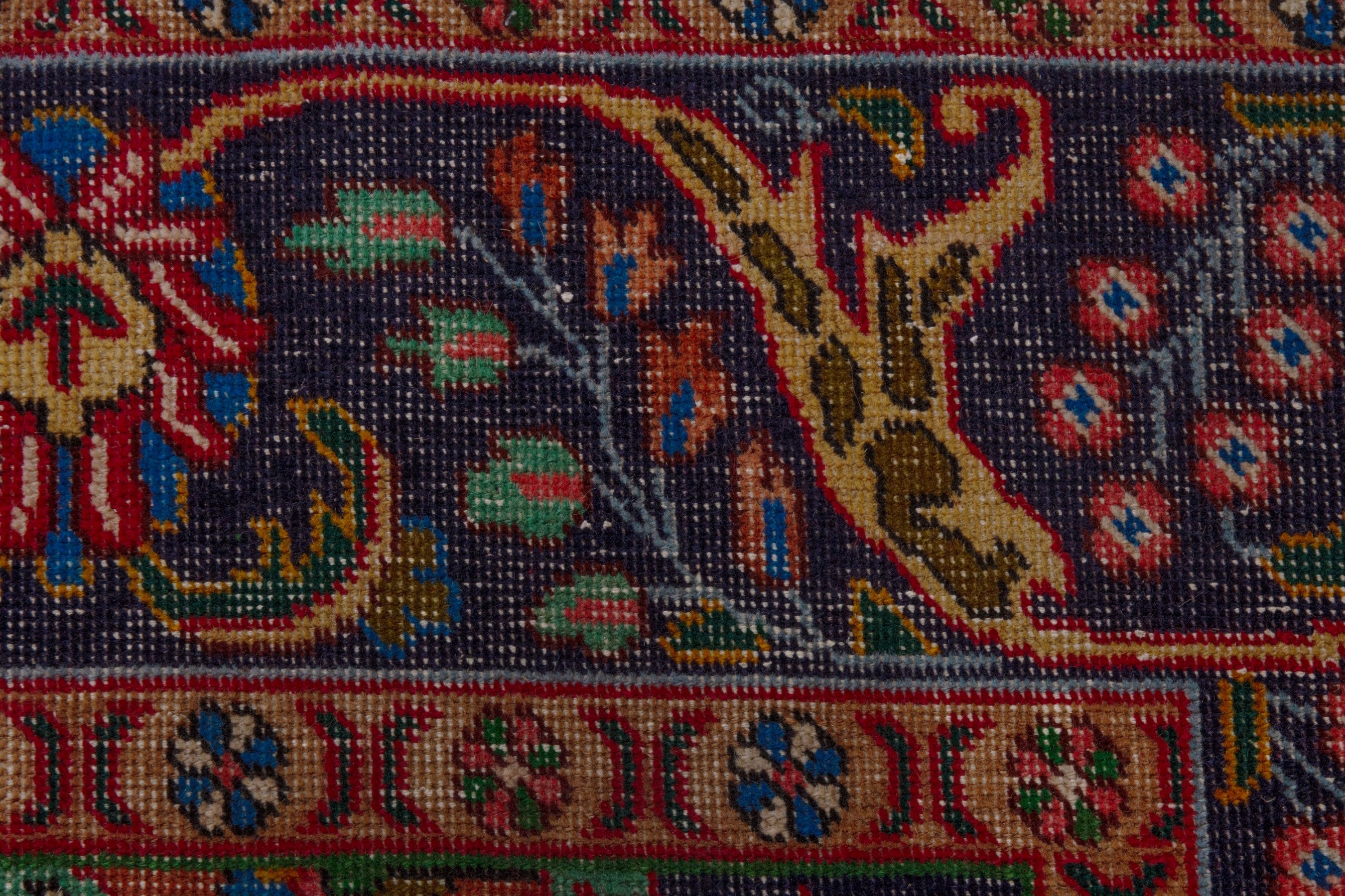 Persian Tabriz oversized rug in deep red and denim, view 17 of 22