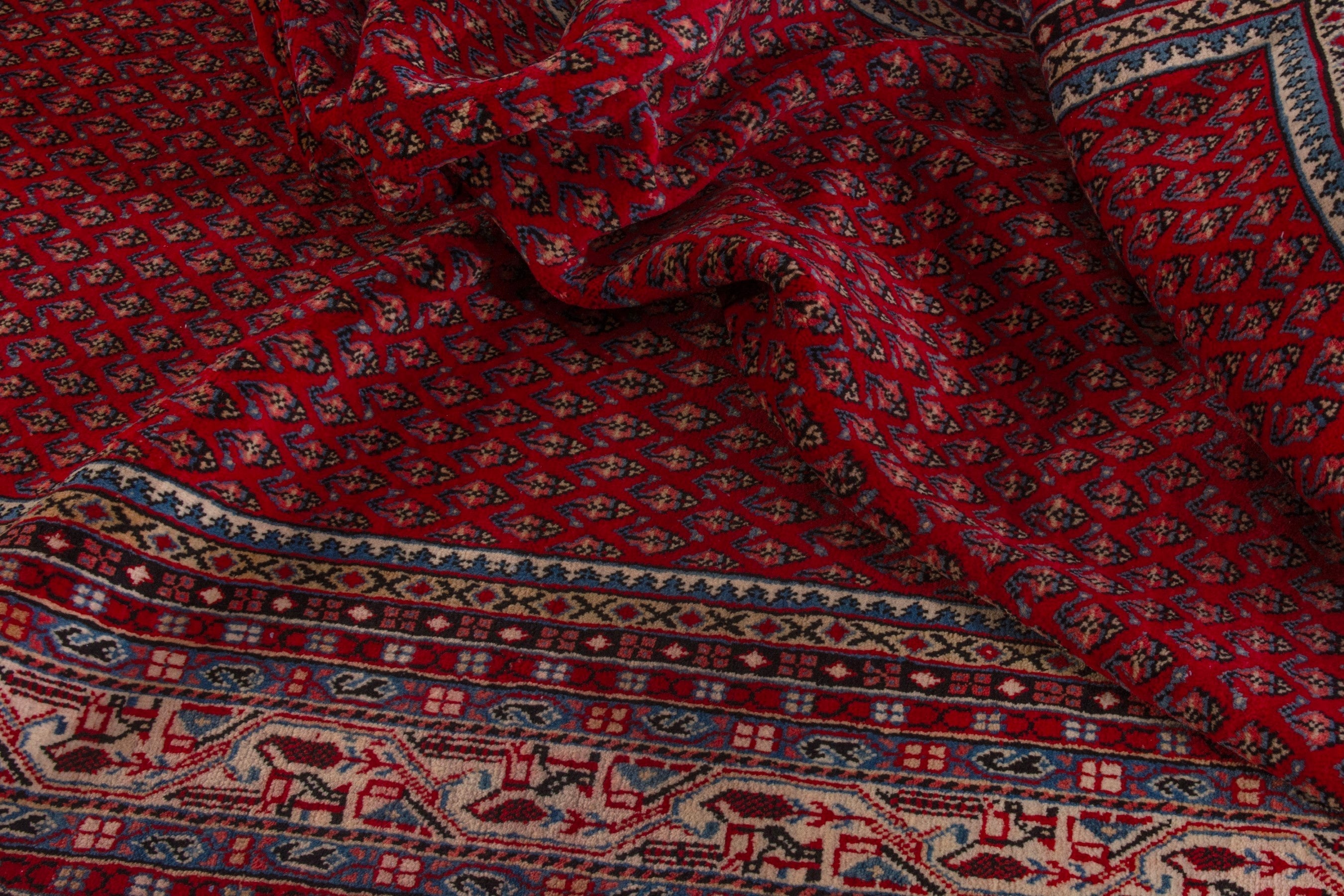 Persian Arak oversized rug in deep red and rust, view 16 of 20