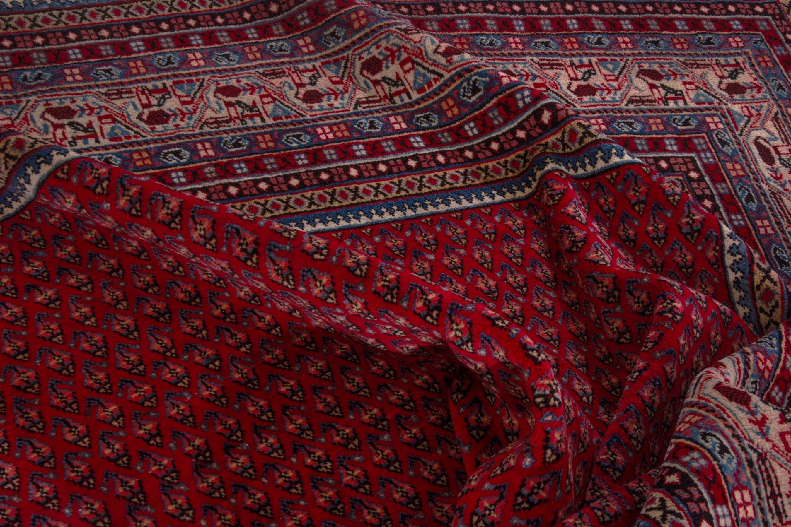 Persian Arak oversized rug in deep red and rust, view 17 of 20
