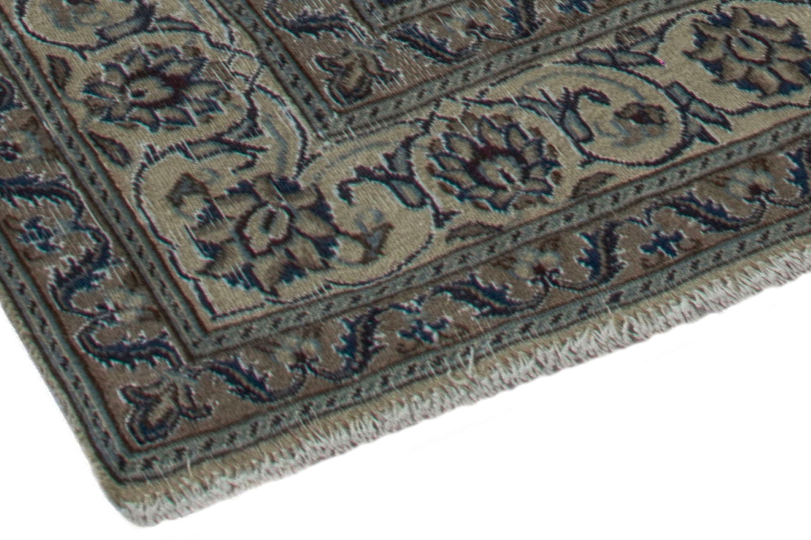 Persian Nain area rug in cream and denim, view 5 of 19