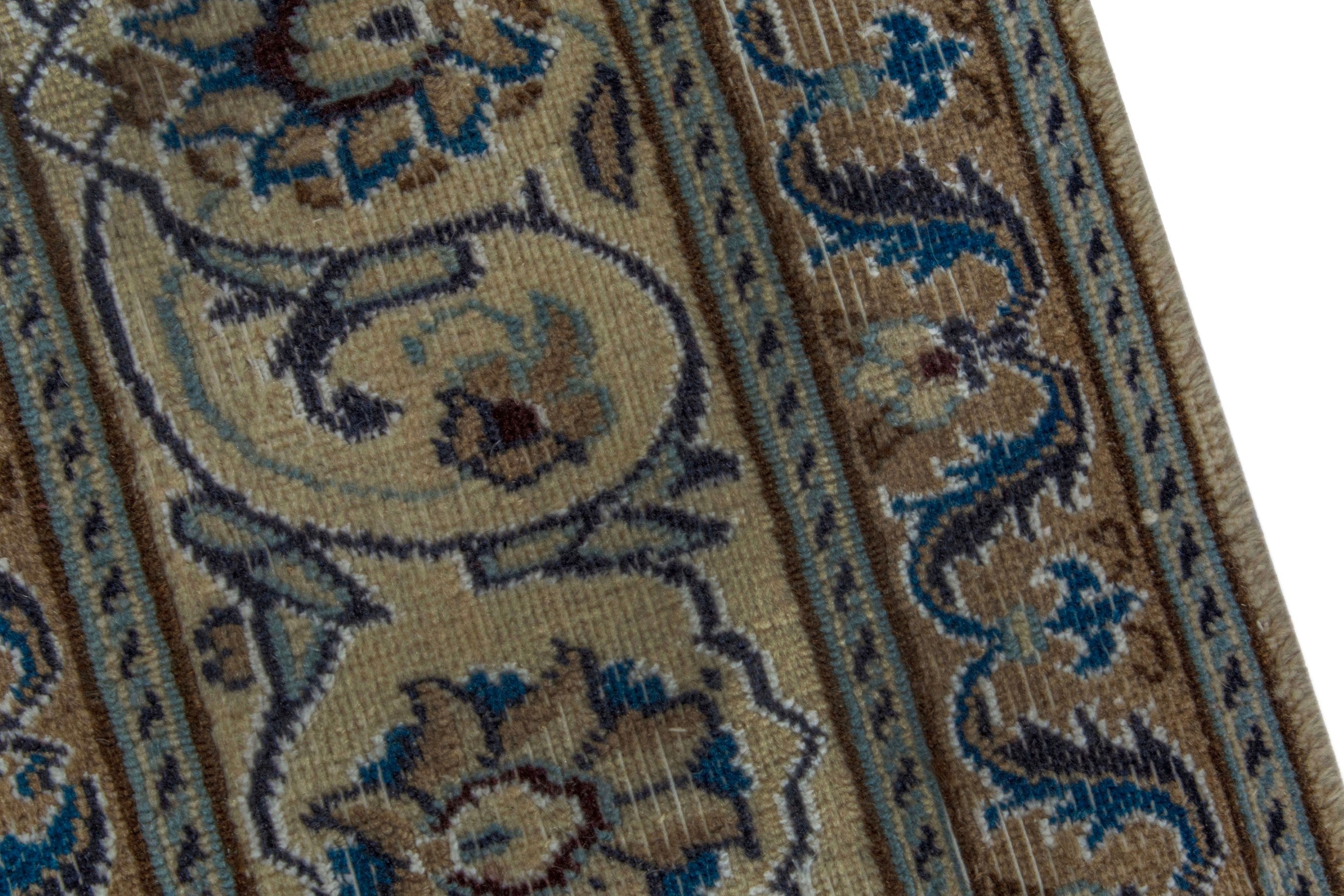 Persian Nain area rug in cream and denim, view 9 of 19