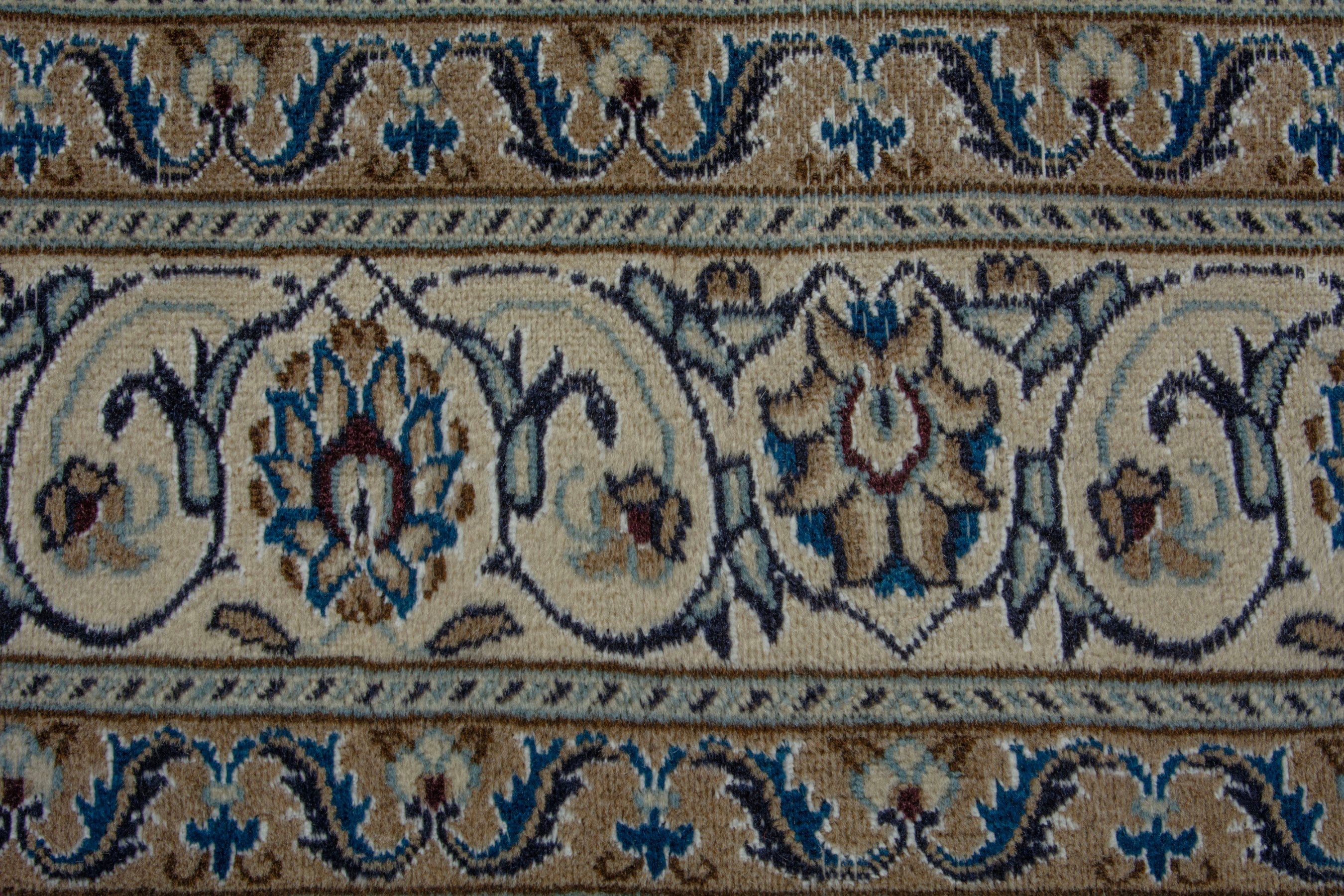 Persian Nain area rug in cream and denim, view 12 of 19
