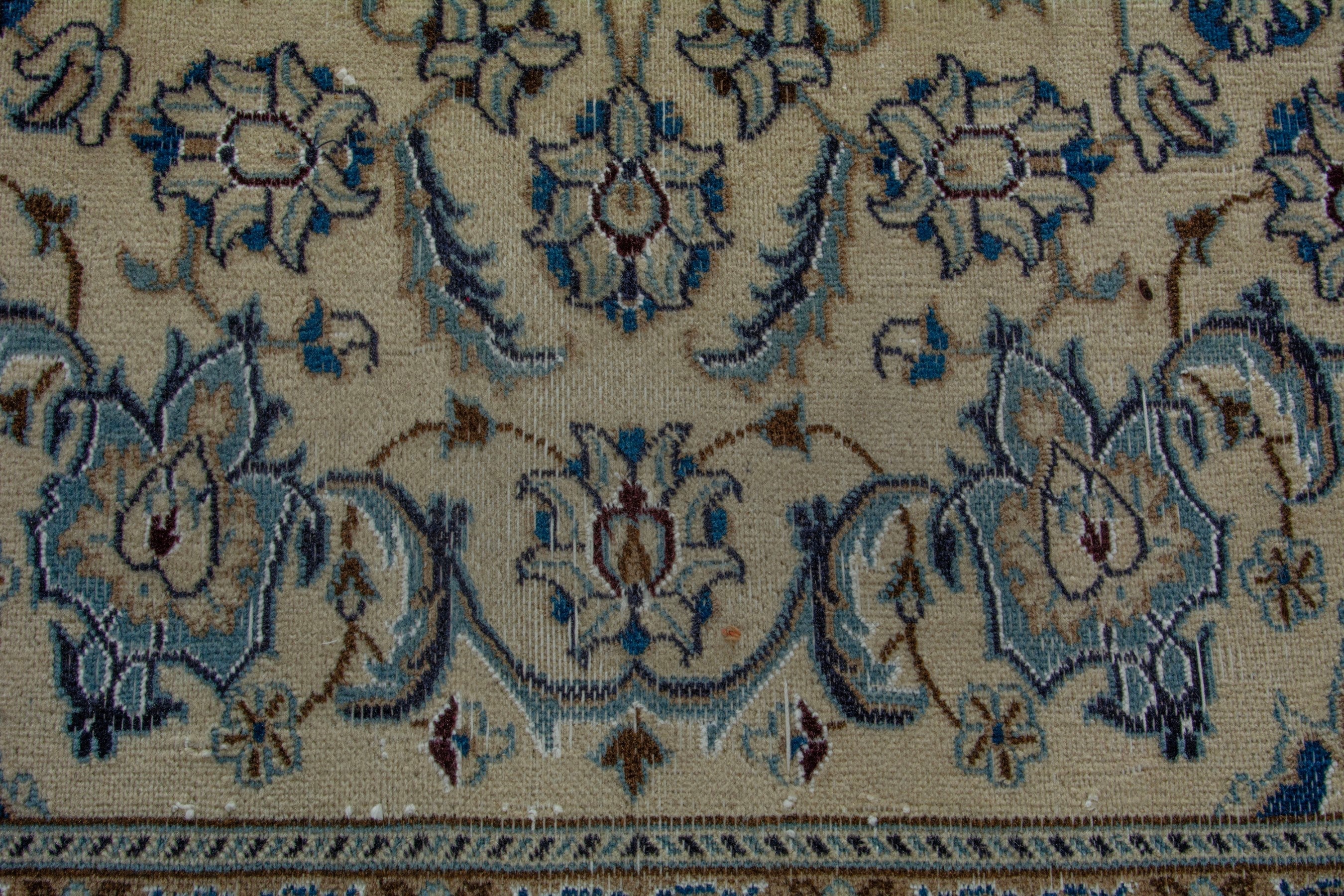 Persian Nain area rug in cream and denim, view 13 of 19