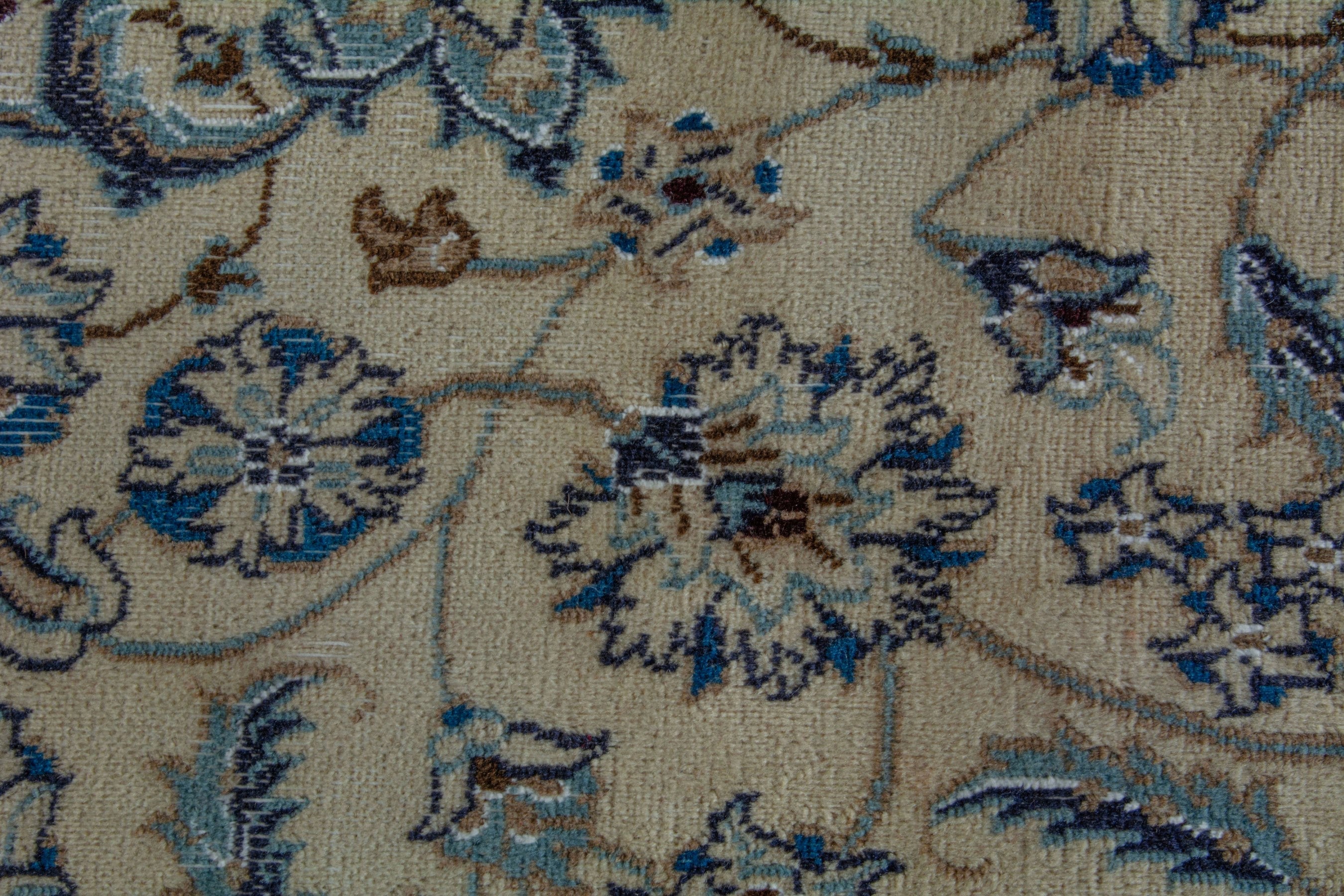 Persian Nain area rug in cream and denim, view 15 of 19
