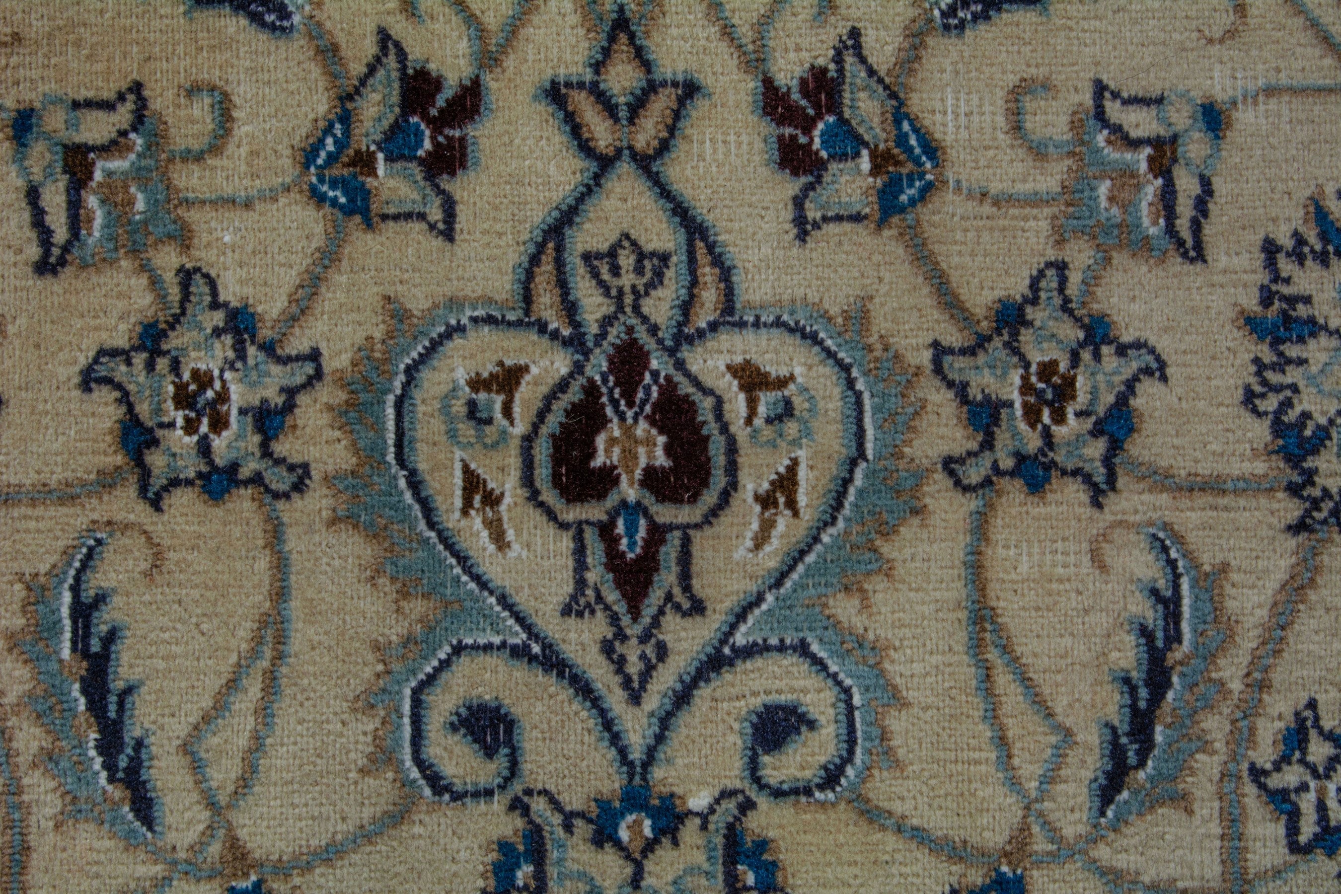 Persian Nain area rug in cream and denim, view 16 of 19