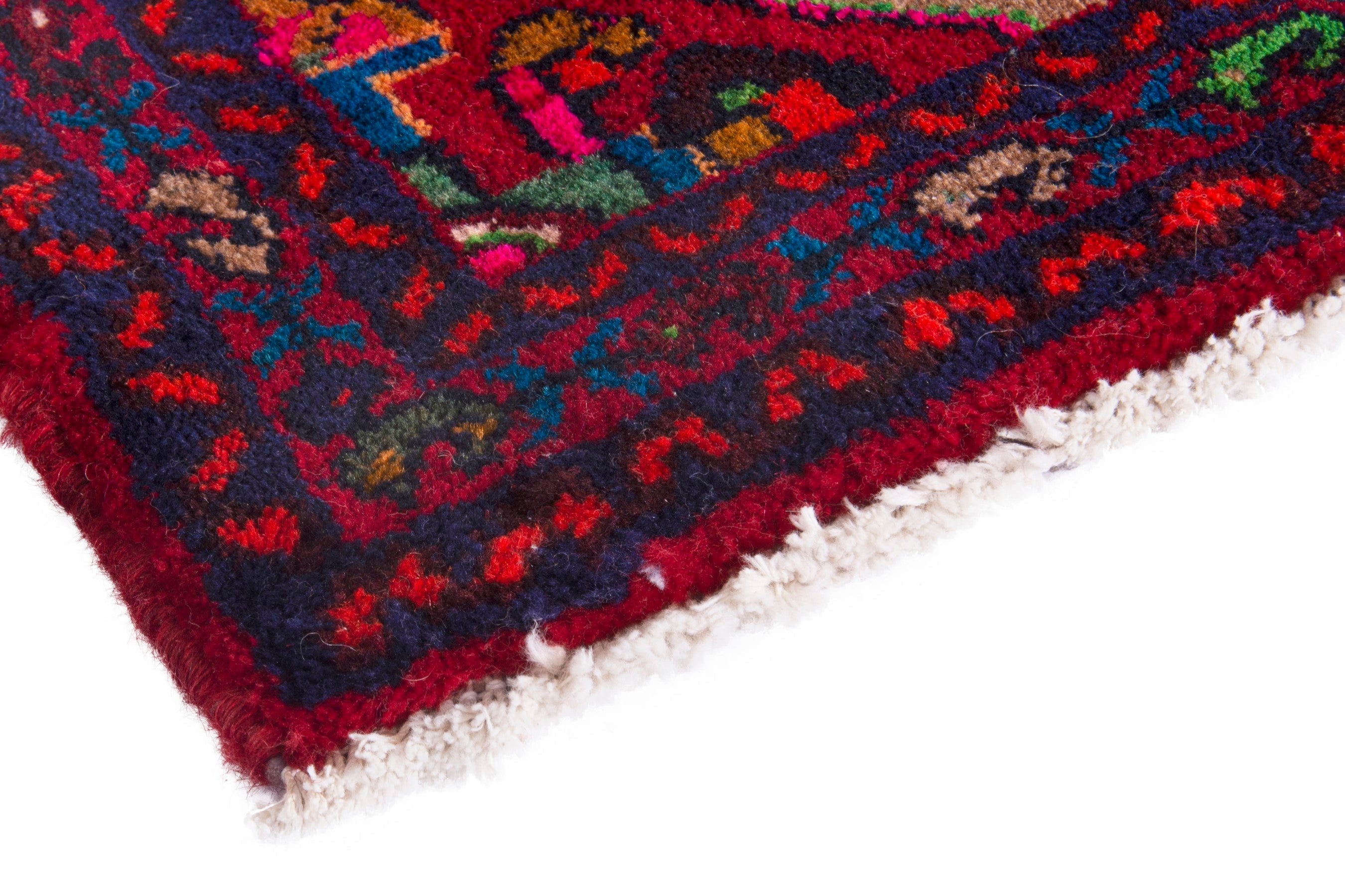 Persian Hamedan accent rug in burgundy and deep red, view 4 of 7