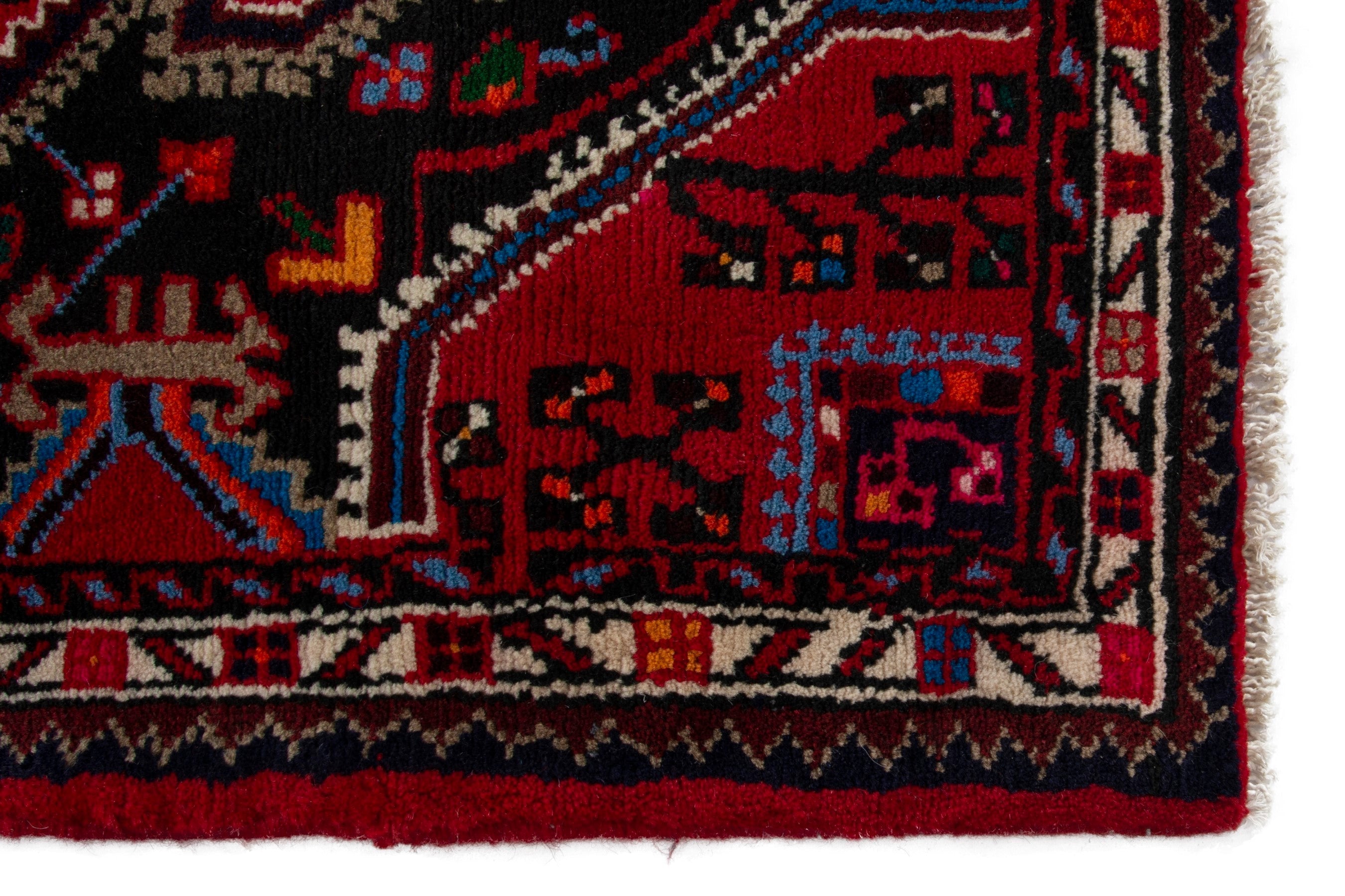 Persian Toyserkan accent rug in deep red and burgundy, view 5 of 9