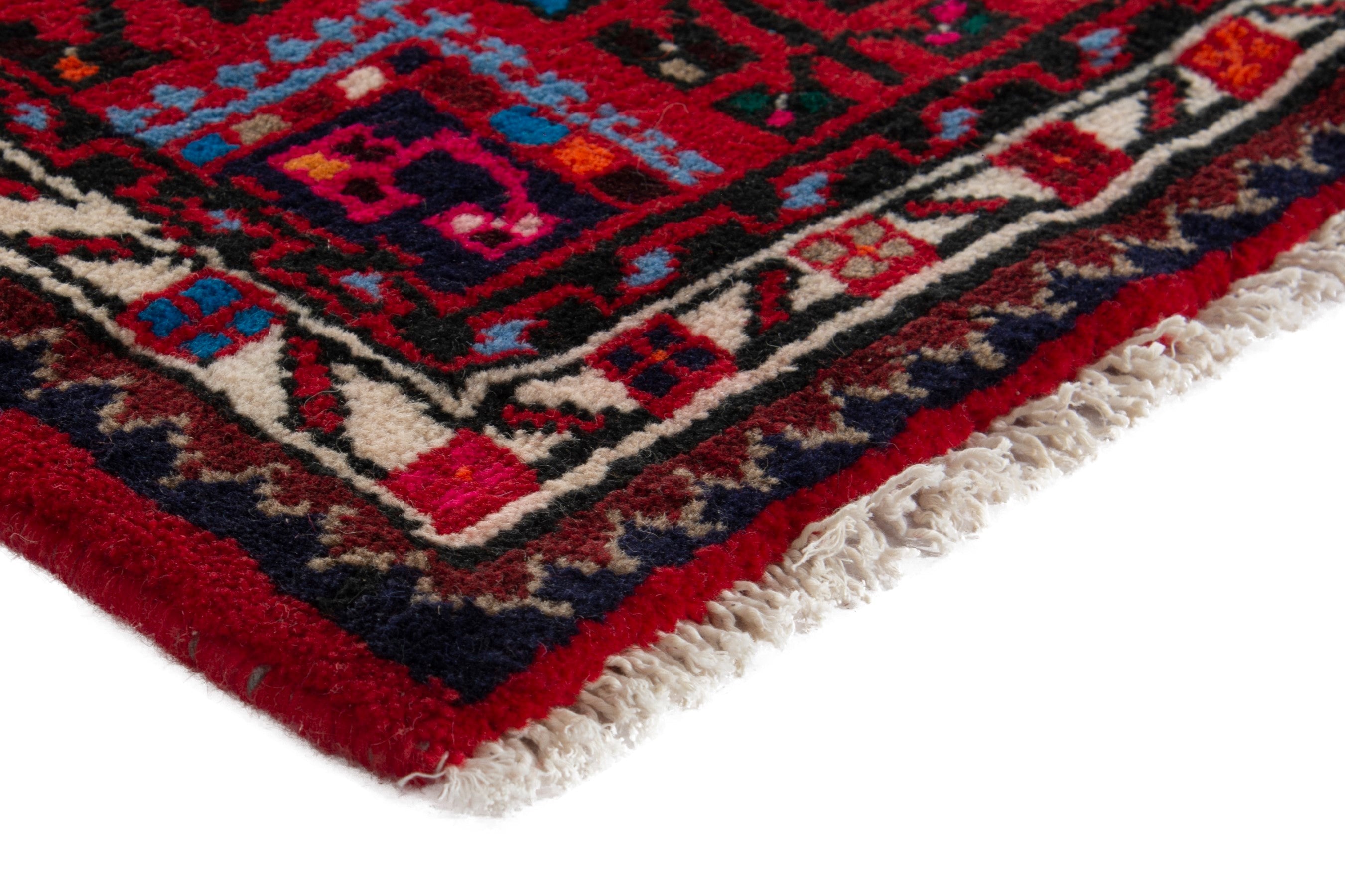 Persian Toyserkan accent rug in deep red and burgundy, view 4 of 9