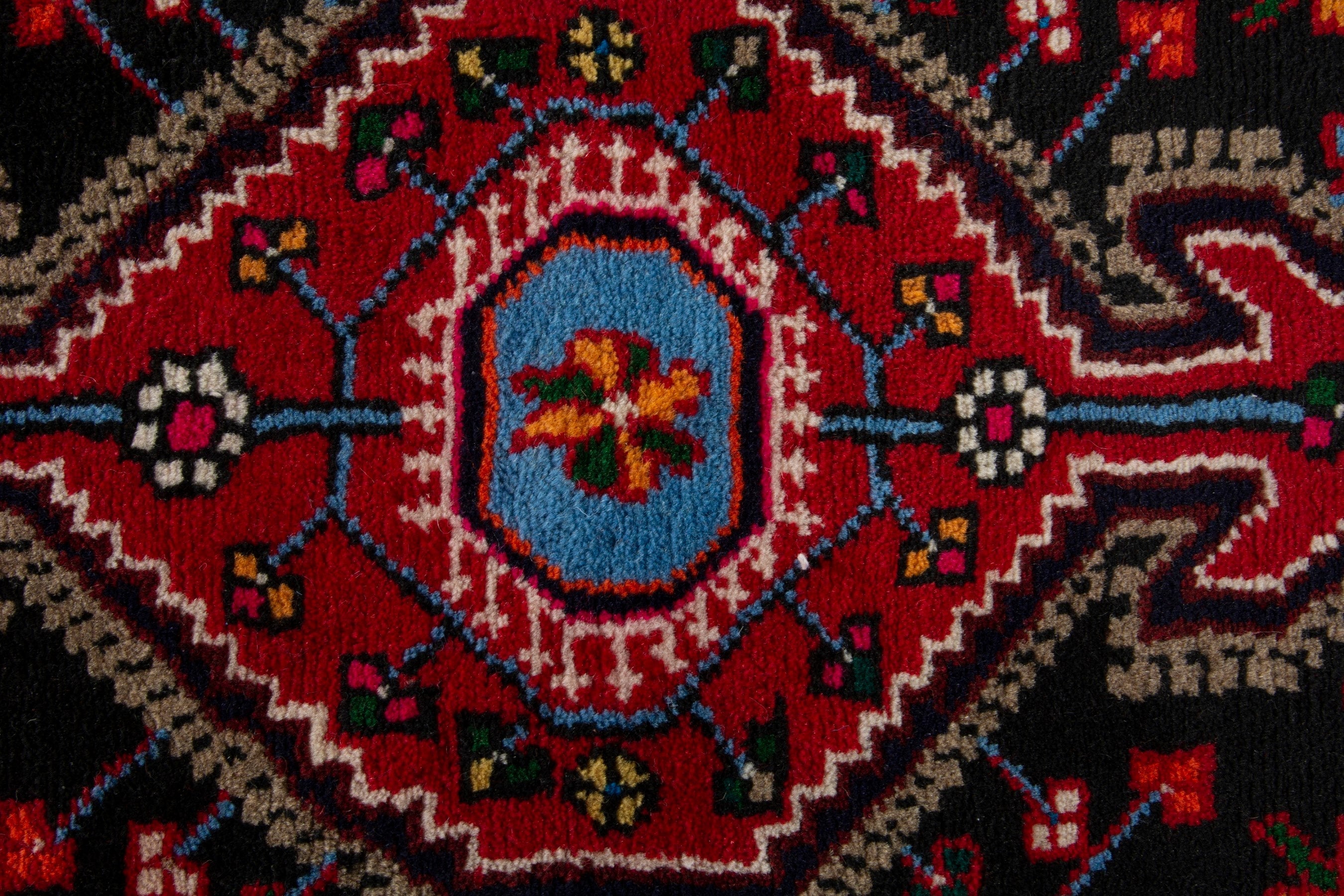Persian Toyserkan accent rug in deep red and burgundy, view 9 of 9