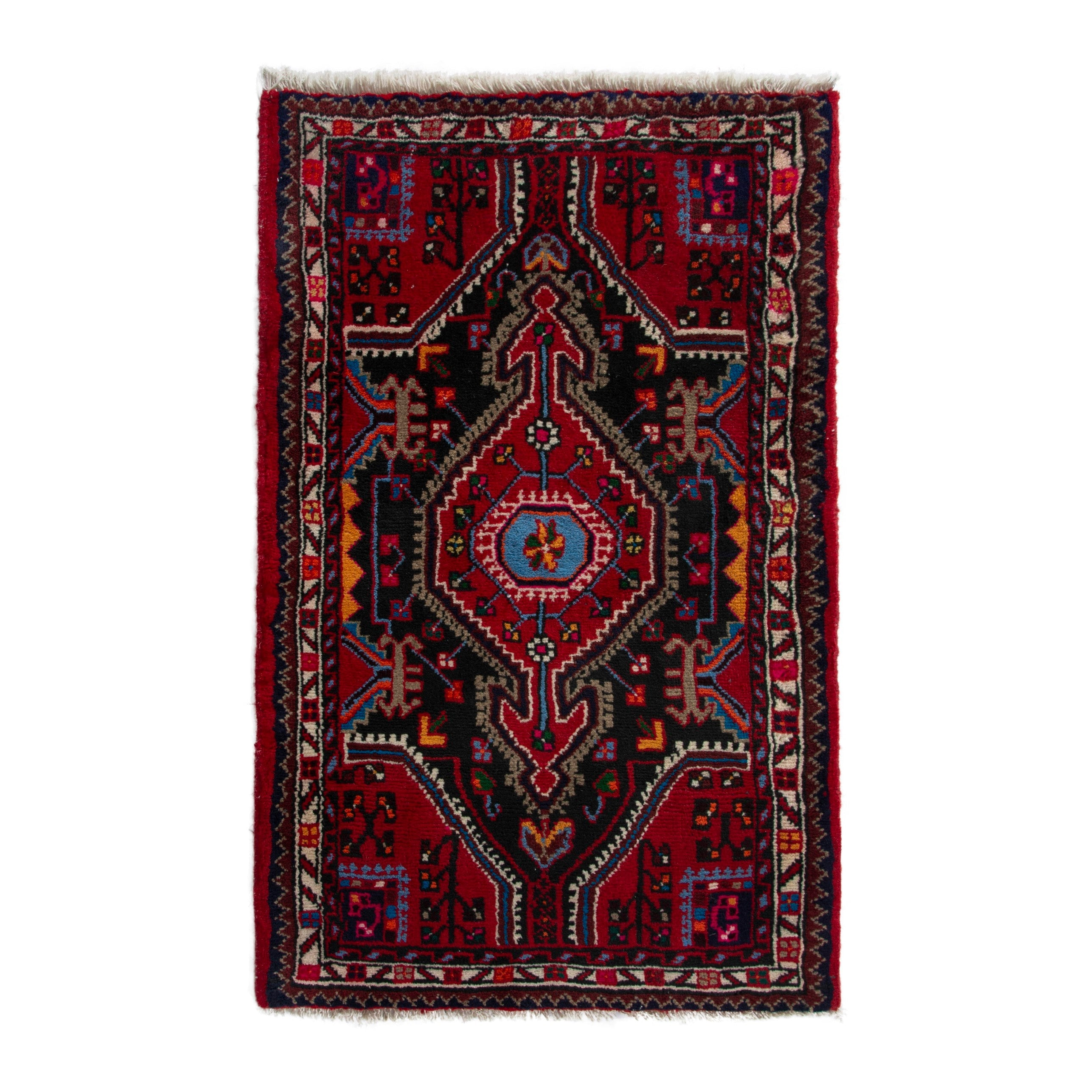 Persian Toyserkan accent rug in deep red and burgundy, 2'4" x 3'3"