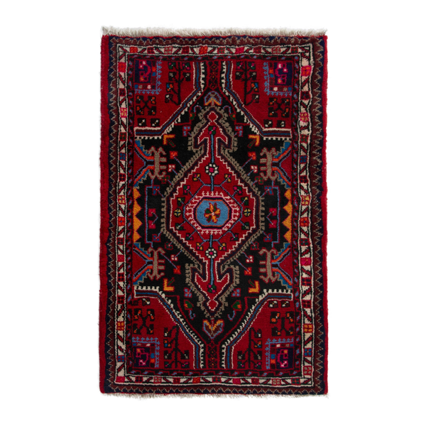 Persian Toyserkan accent rug in deep red and burgundy, 2'4" x 3'3"