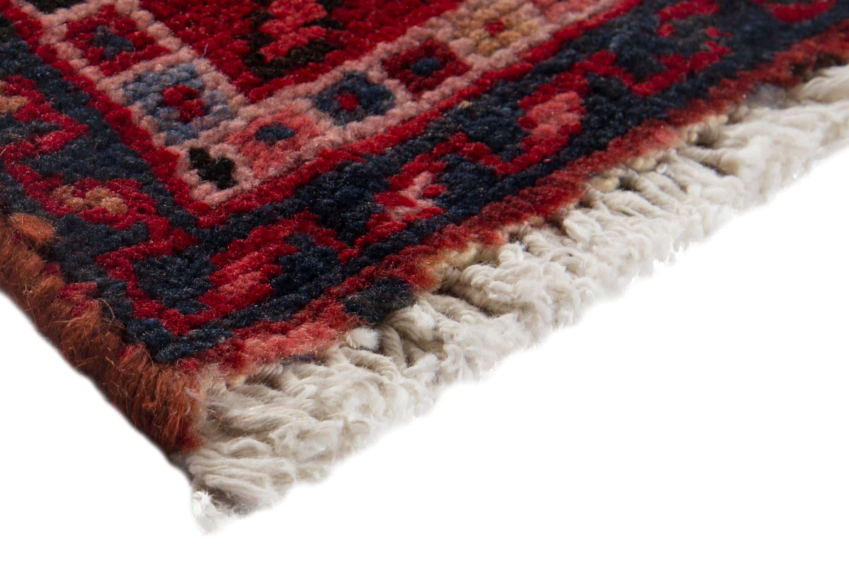 Persian Gharajeh accent rug in deep red and burgundy, view 4 of 8
