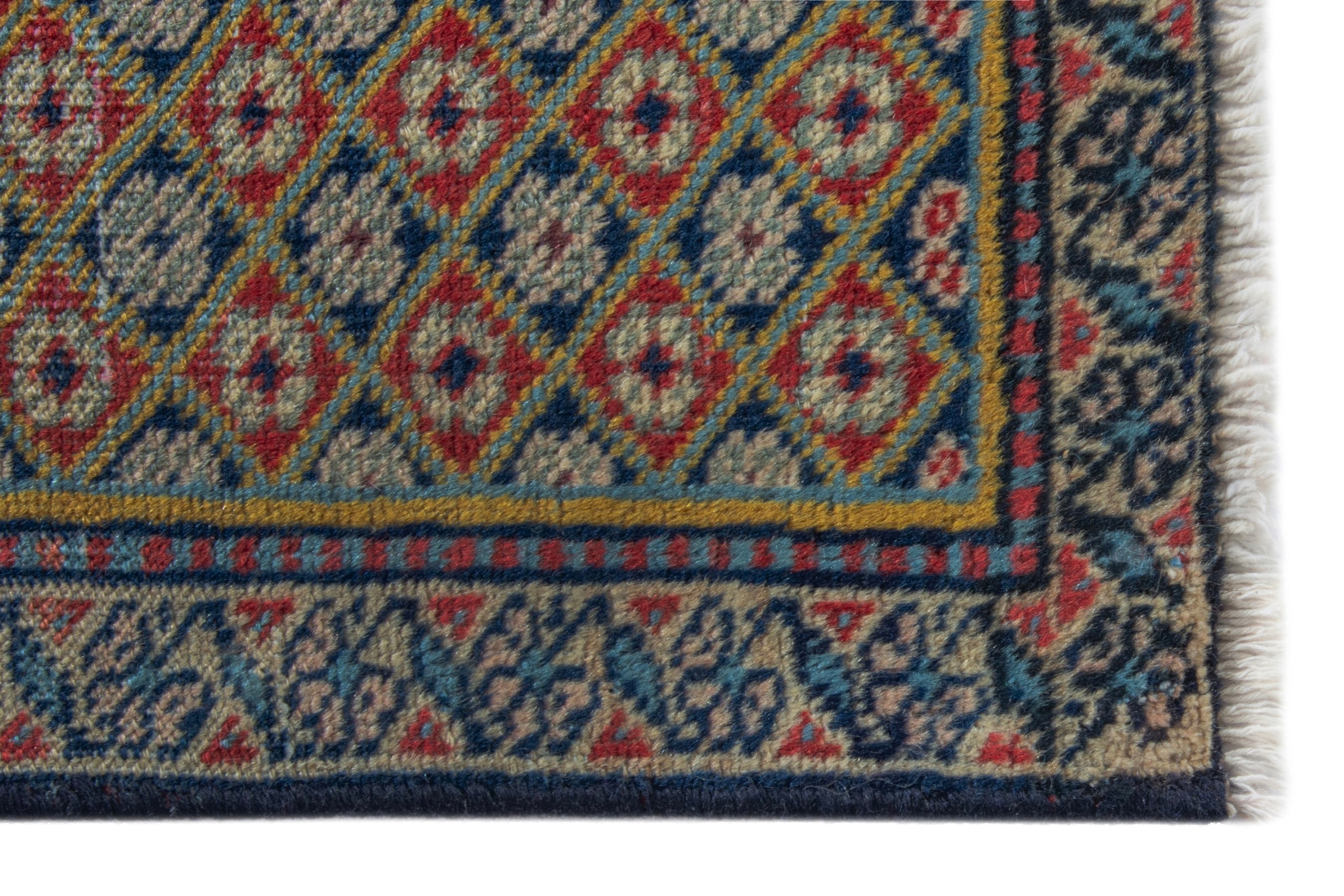 Persian Ardabil accent rug in terracotta and navy, view 5 of 8