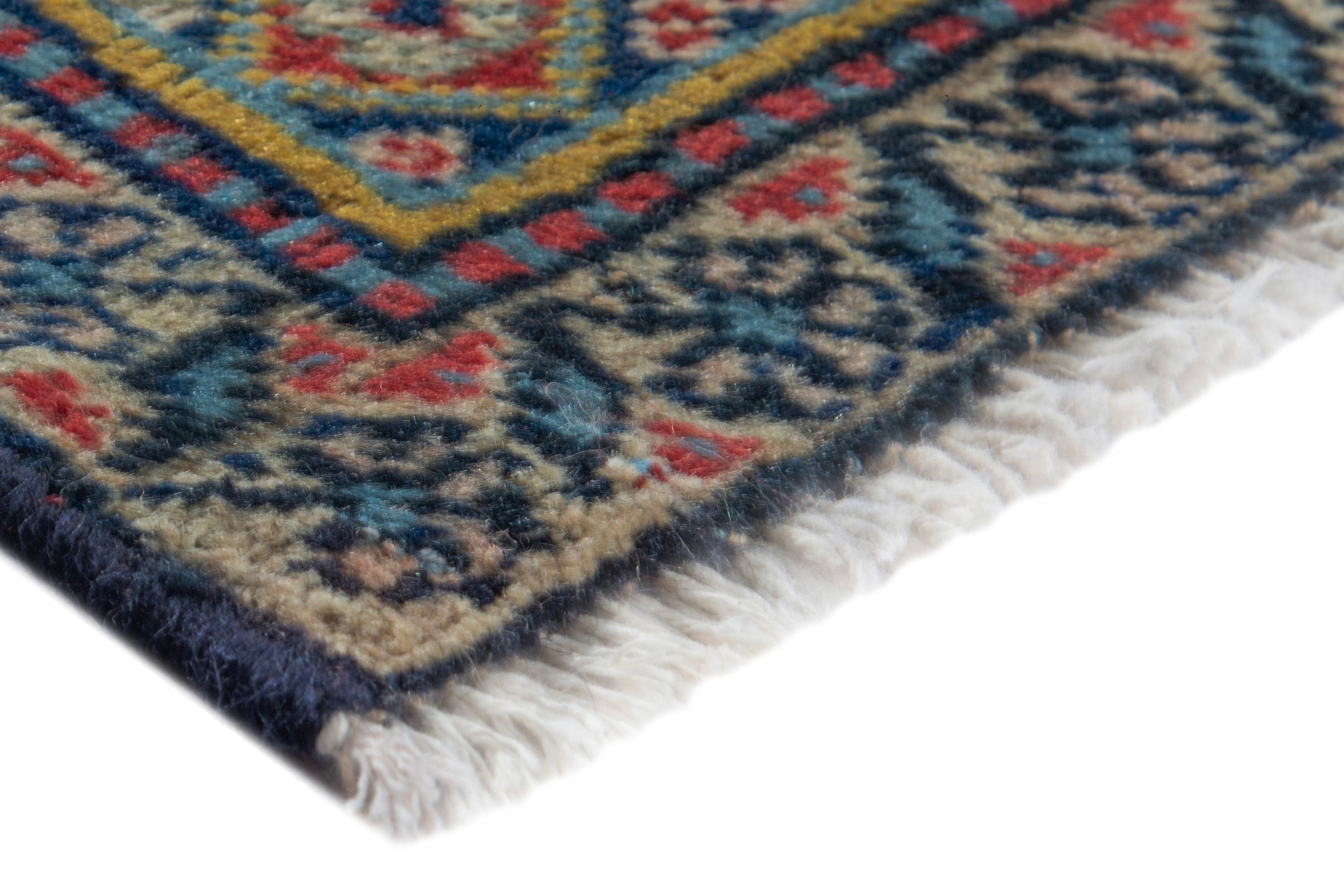Persian Ardabil accent rug in terracotta and navy, view 4 of 8
