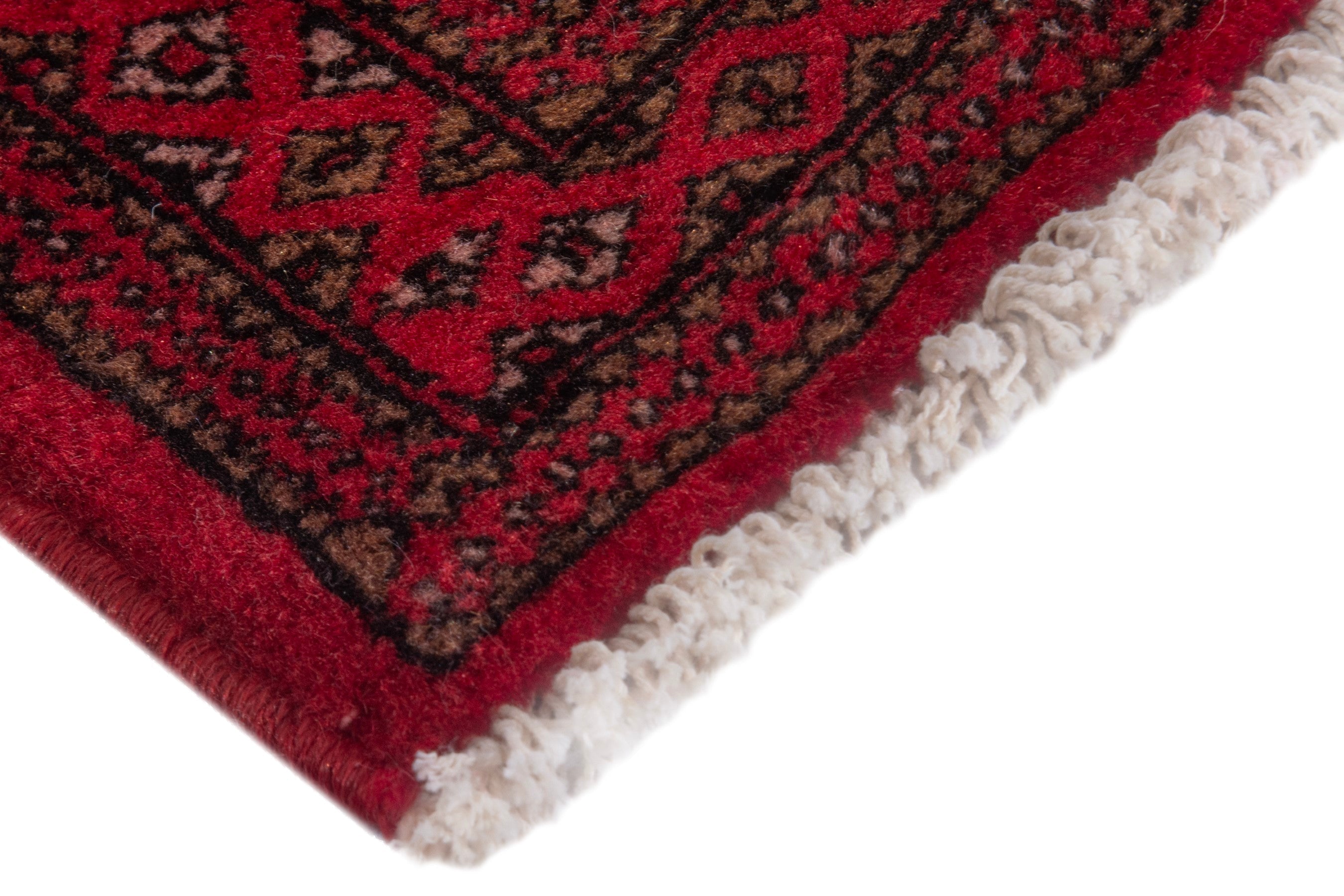 Persian Torkaman accent rug in deep red and burgundy, view 4 of 7