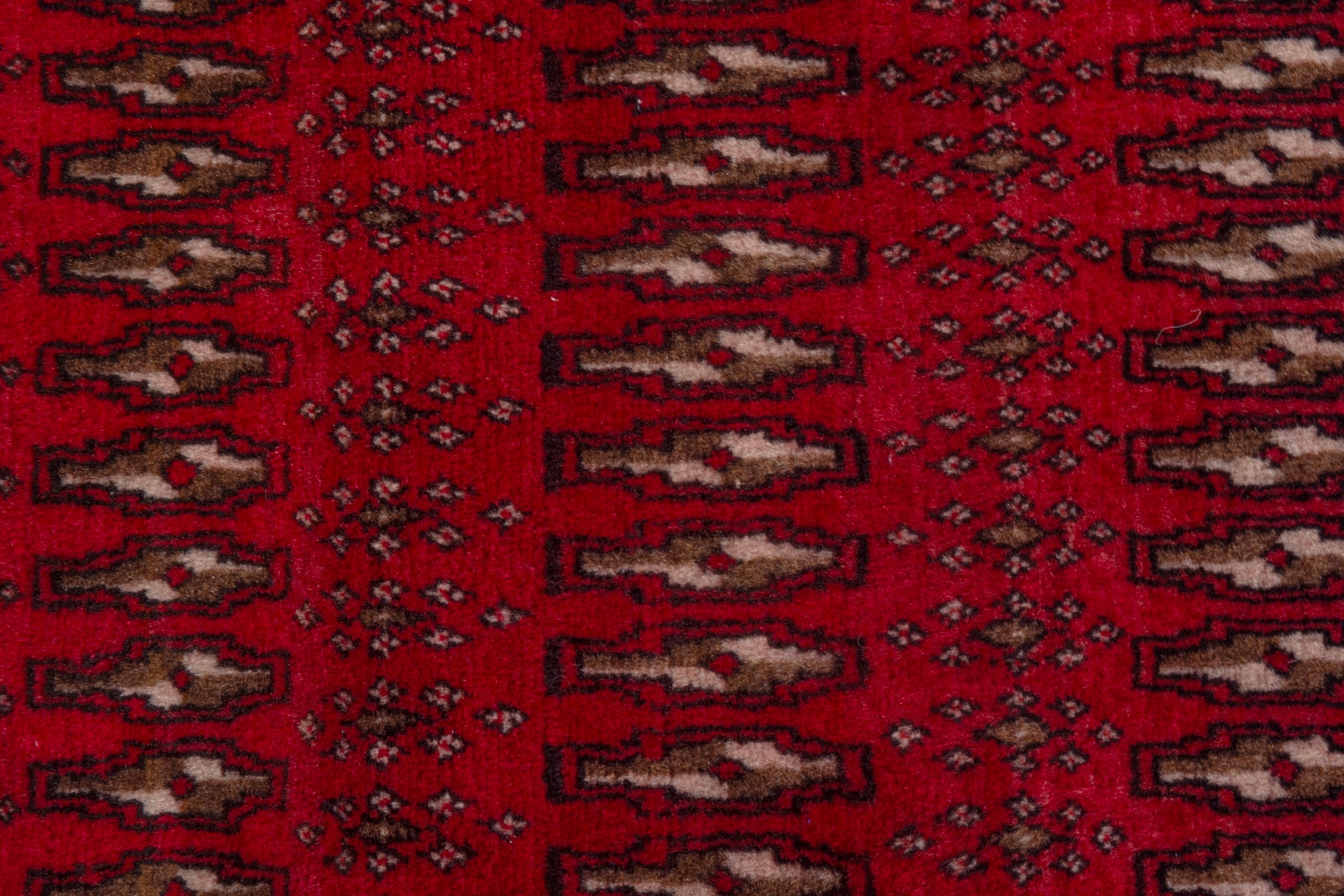 Persian Torkaman accent rug in deep red and burgundy, view 6 of 7