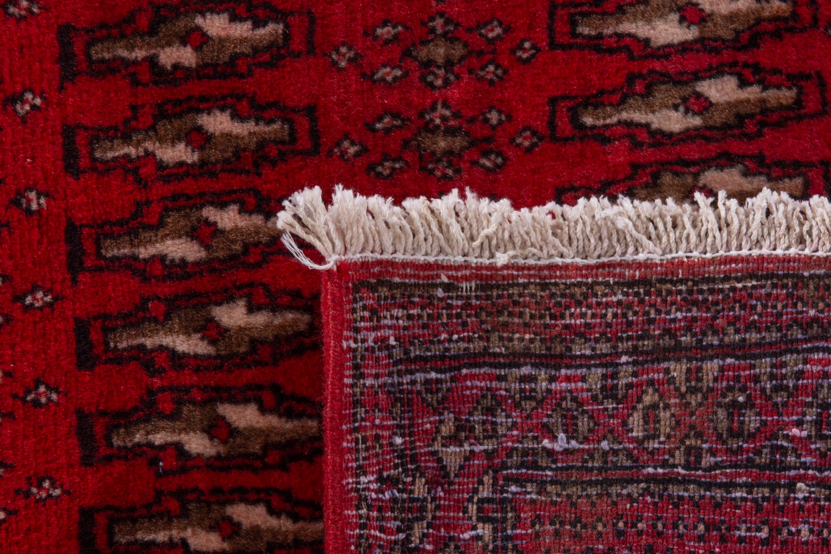 Persian Torkaman accent rug in deep red and burgundy, view 7 of 7
