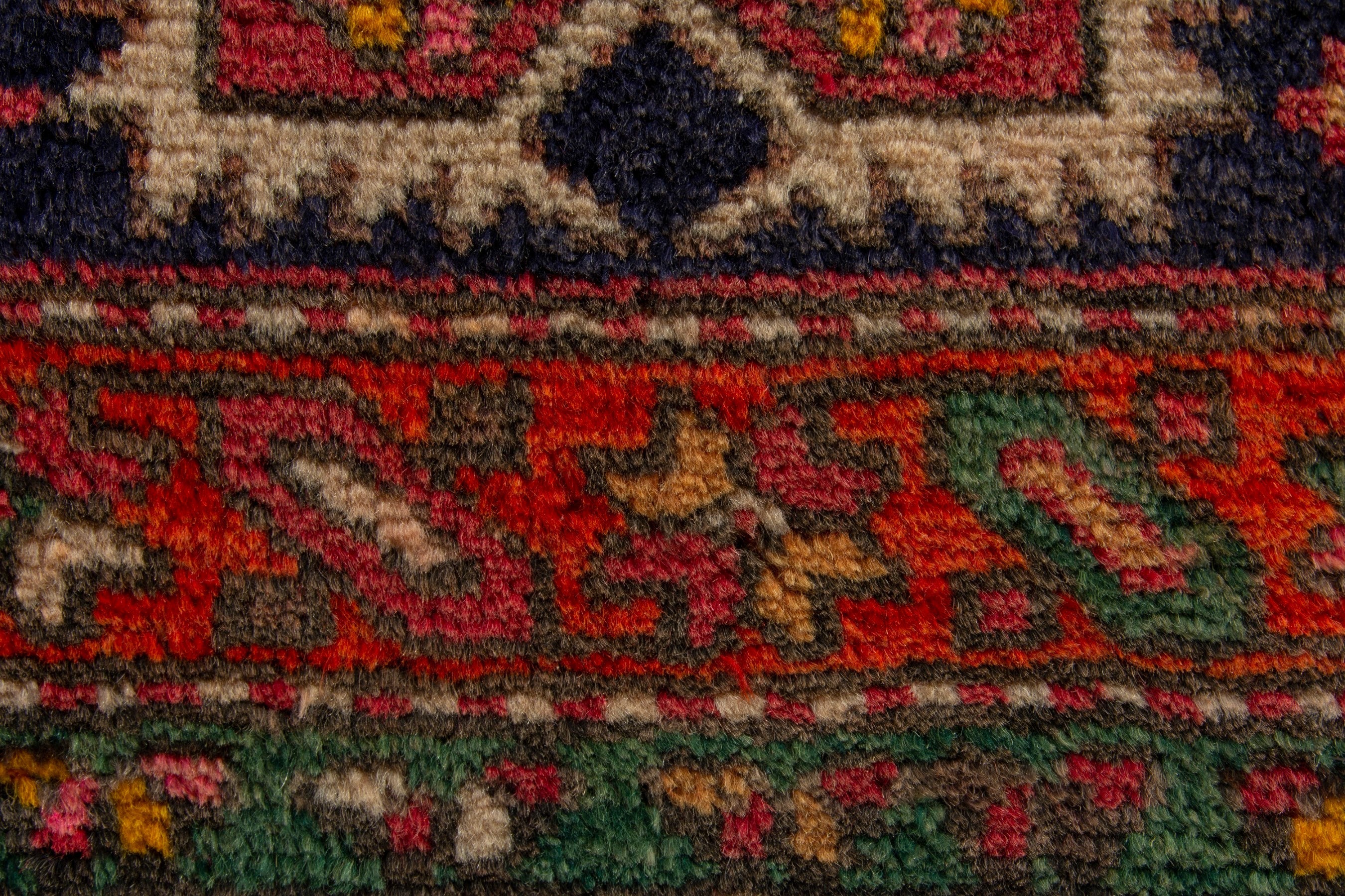 Persian Ardabil accent rug in deep red and forest, view 6 of 9