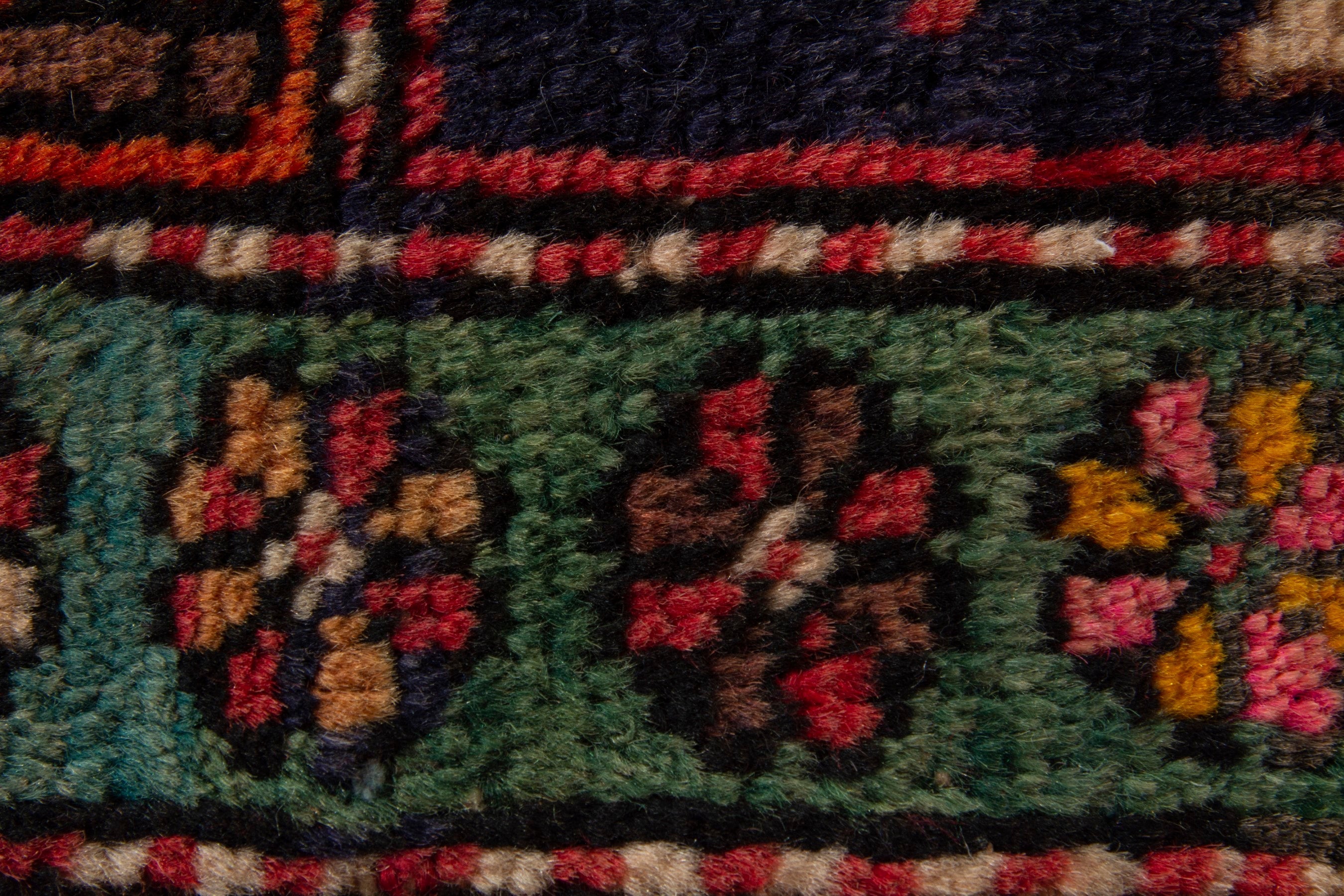 Persian Ardabil accent rug in deep red and forest, view 8 of 9