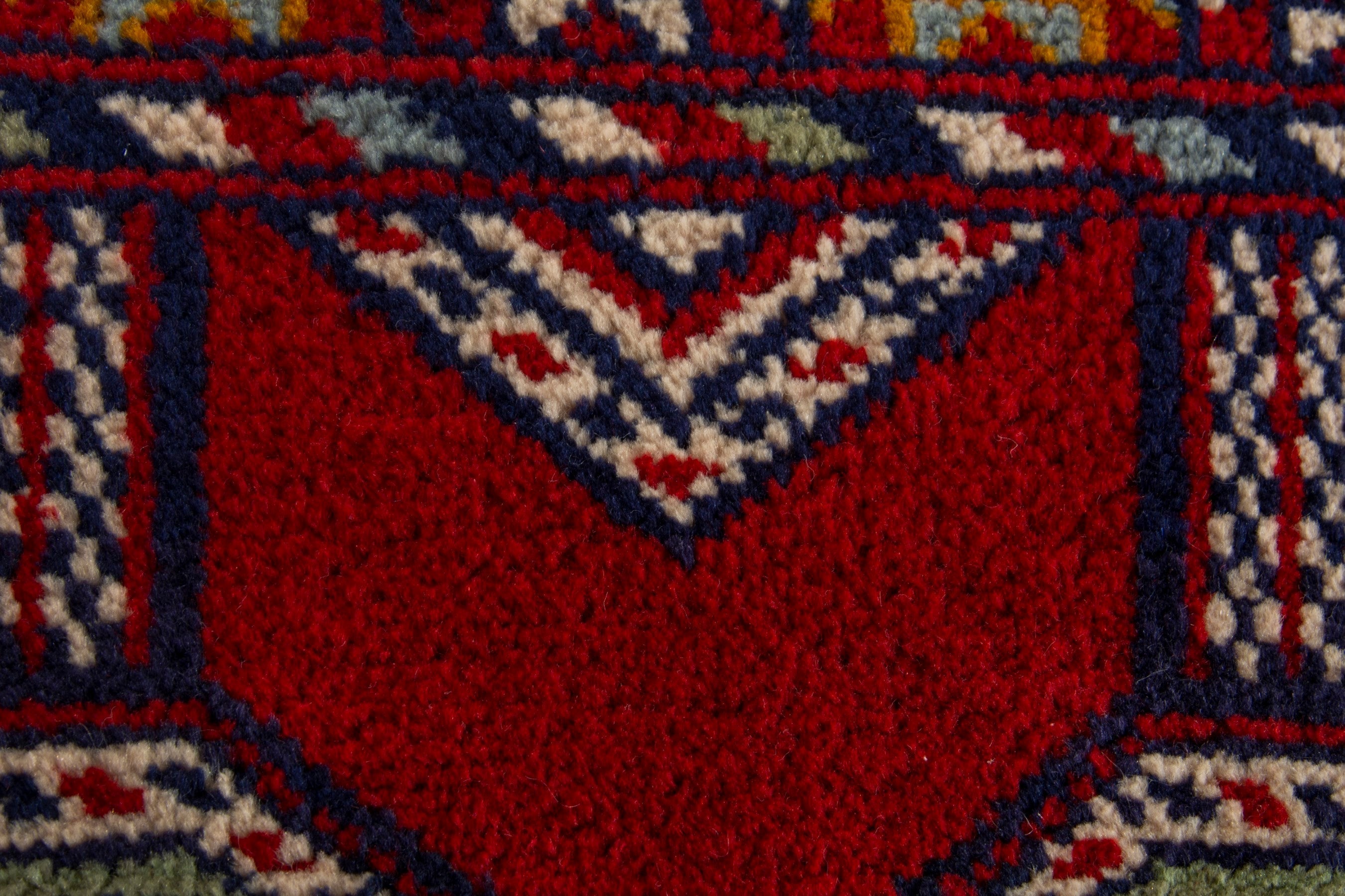 Persian Torkaman accent rug in deep red and burgundy, view 7 of 9