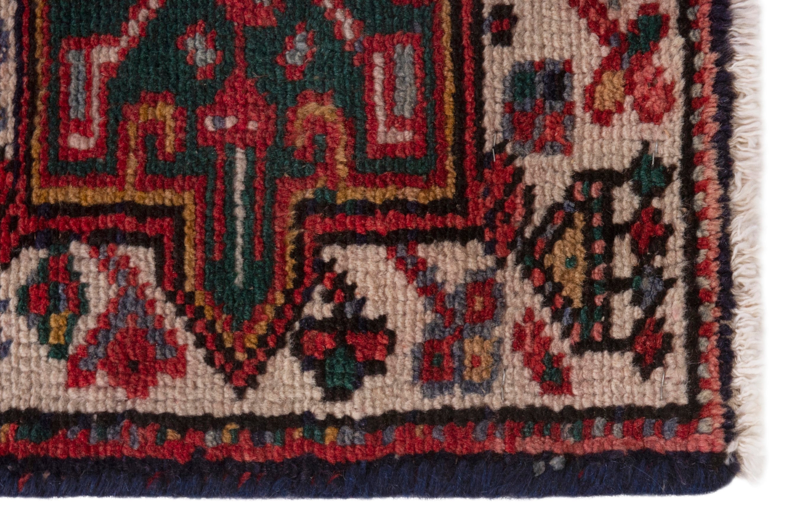 Persian Gharajeh accent rug in burgundy and cream, view 5 of 7