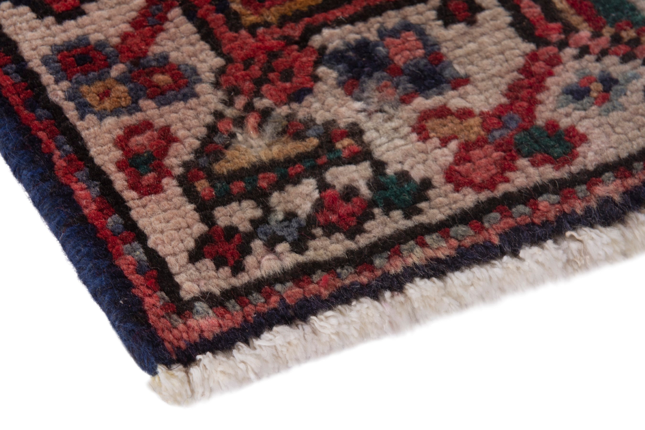 Persian Gharajeh accent rug in burgundy and cream, view 4 of 7