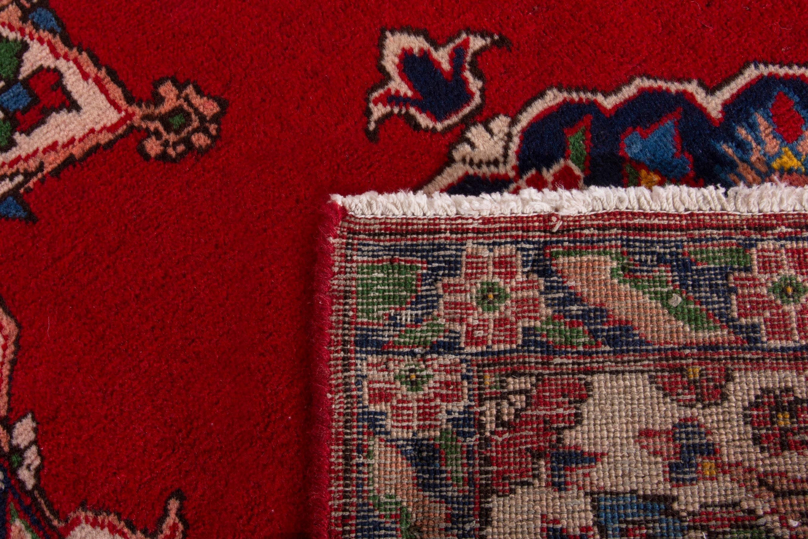 Persian Tabriz accent rug in deep red and muted pink, view 7 of 7