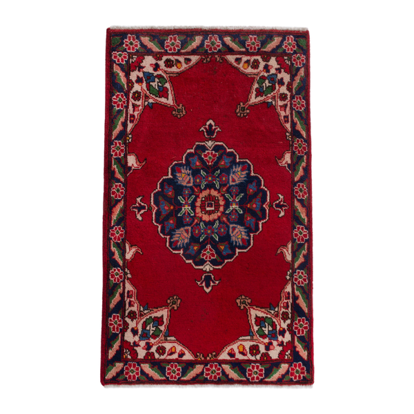 Persian Tabriz accent rug in deep red and muted pink, 2'4" x 3'7"