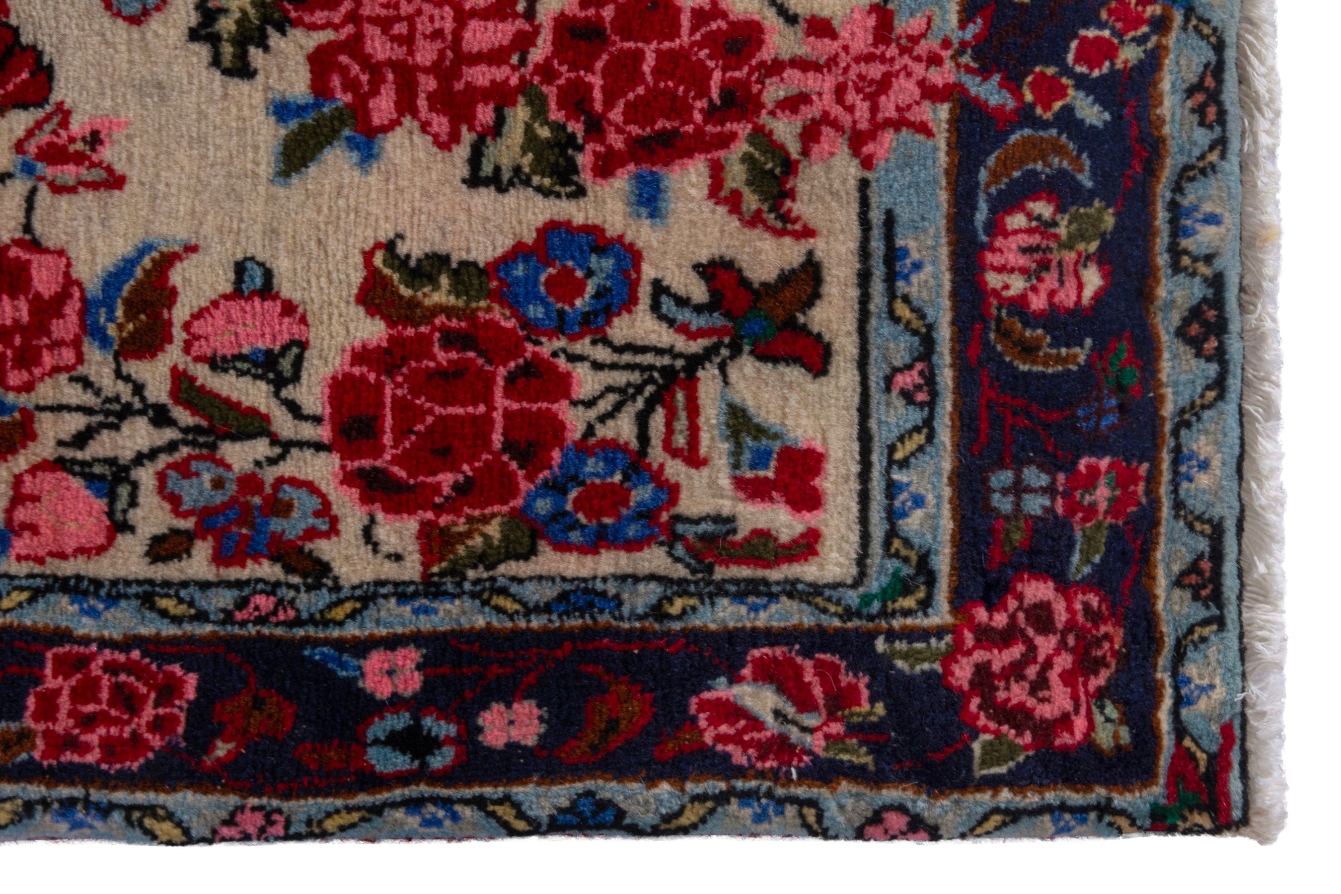 Persian Bijar accent rug in cream and deep red, view 5 of 8