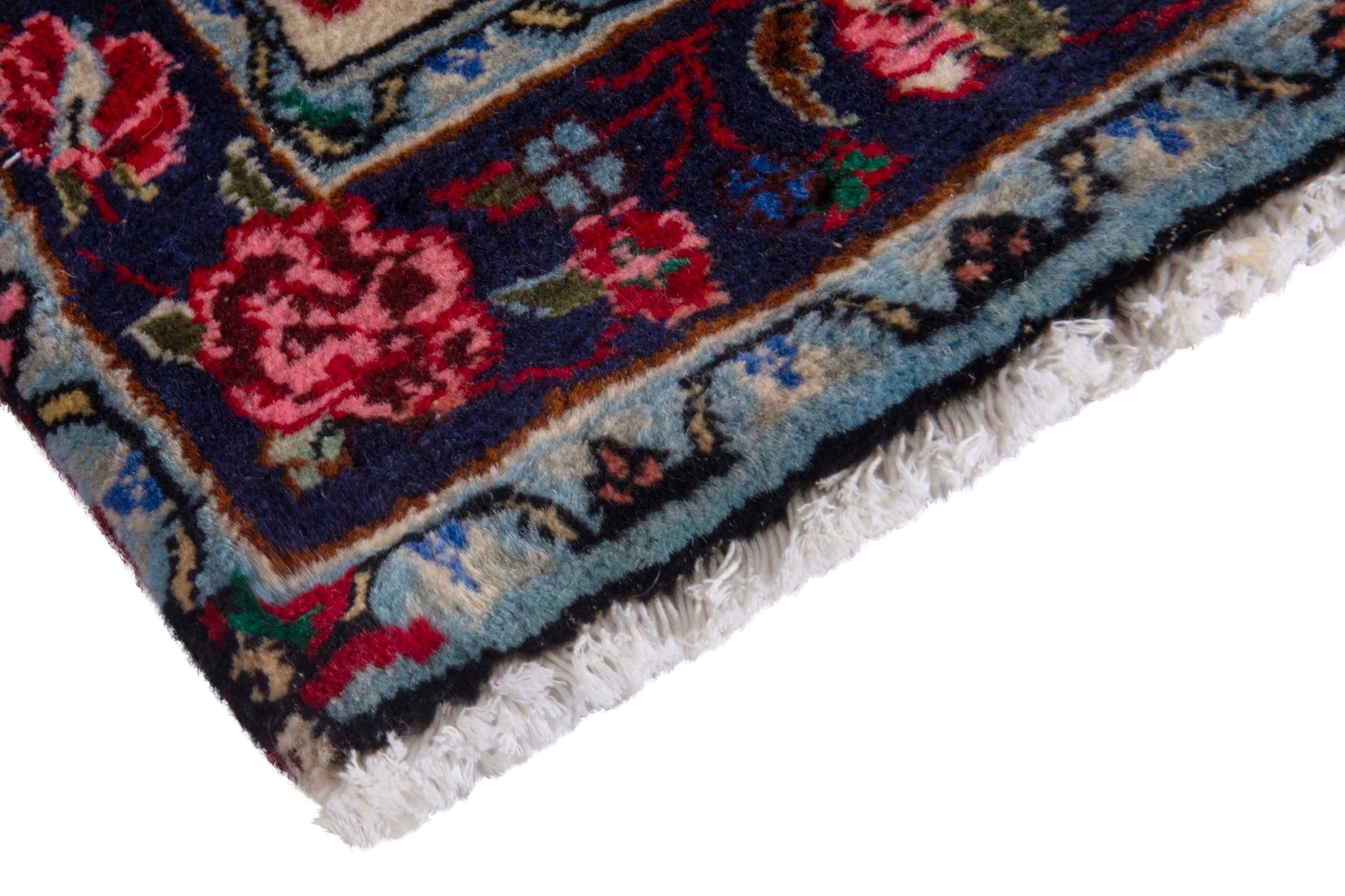 Persian Bijar accent rug in cream and deep red, view 4 of 8