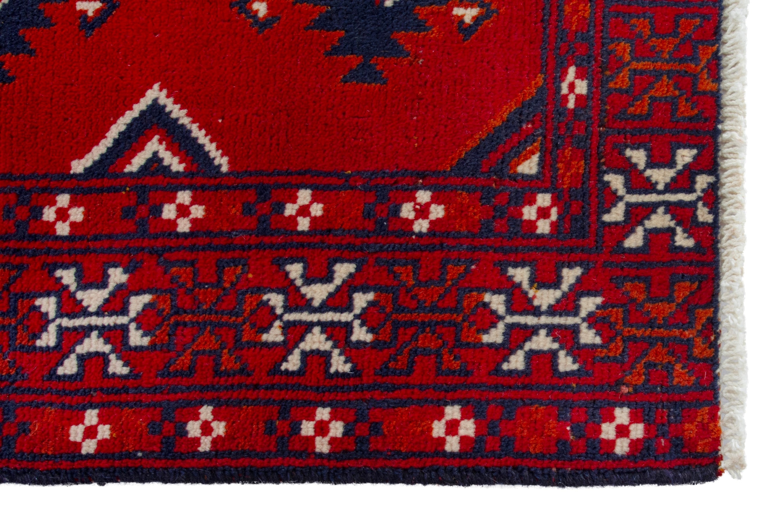 Persian Torkaman accent rug in deep red and burgundy, view 5 of 9