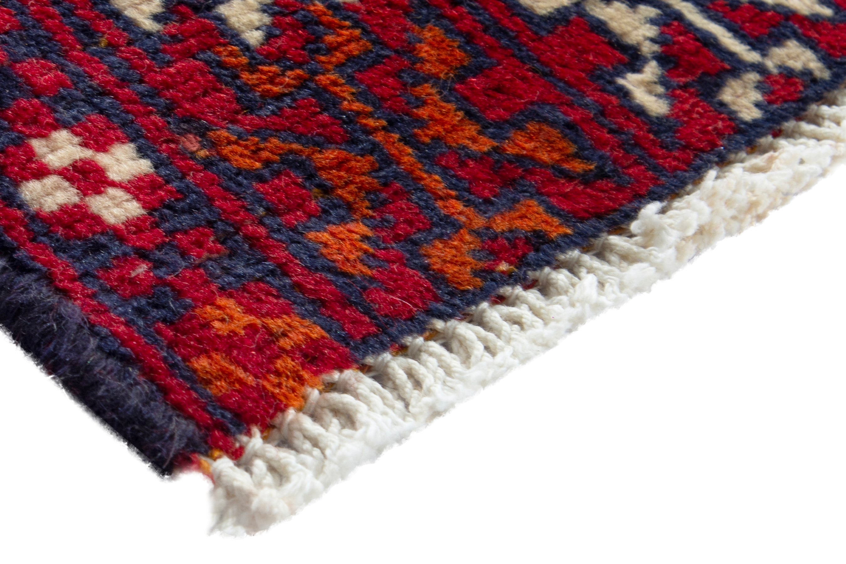 Persian Torkaman accent rug in deep red and burgundy, view 4 of 9