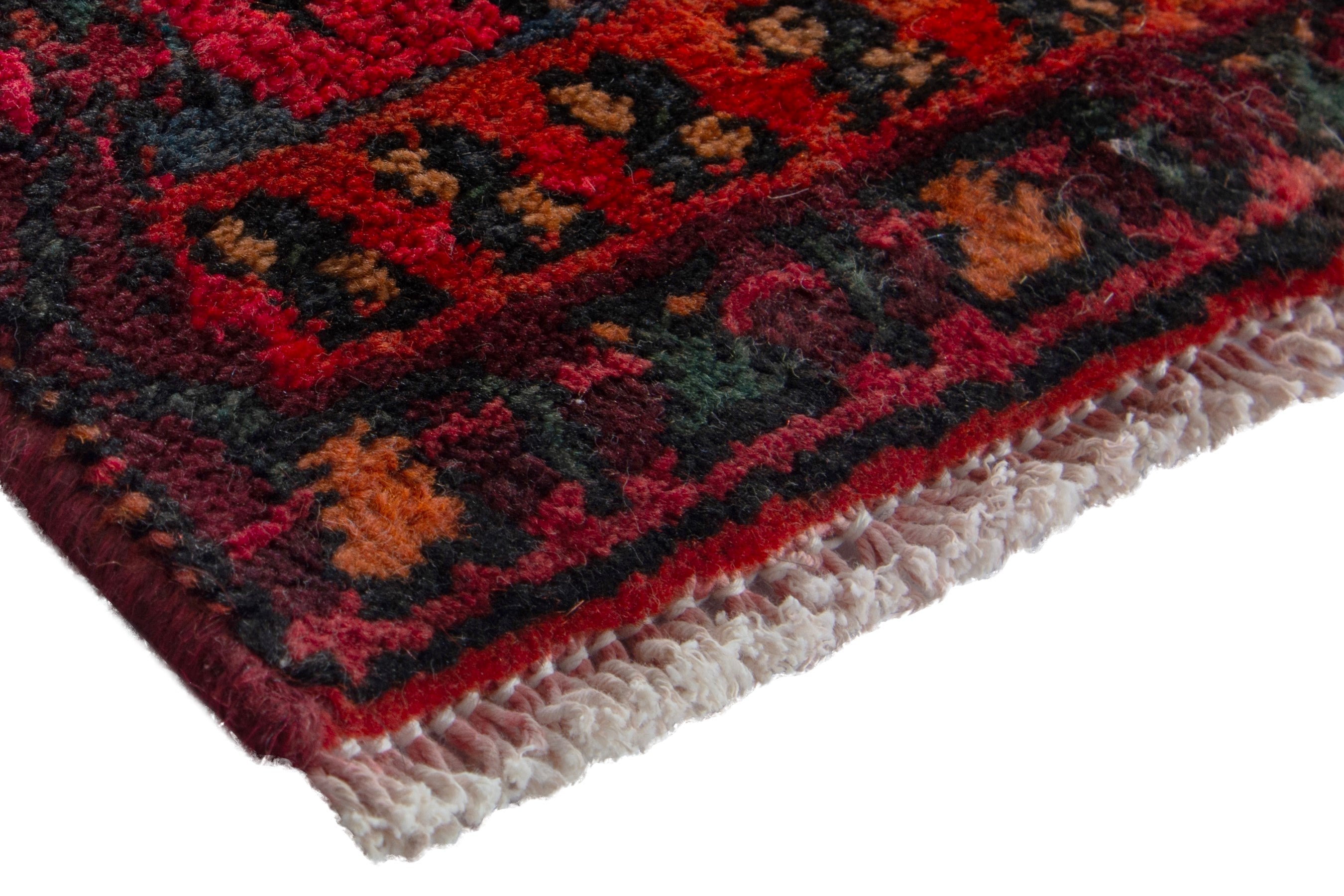 Persian Hamedan accent rug in burgundy and deep red, view 4 of 9