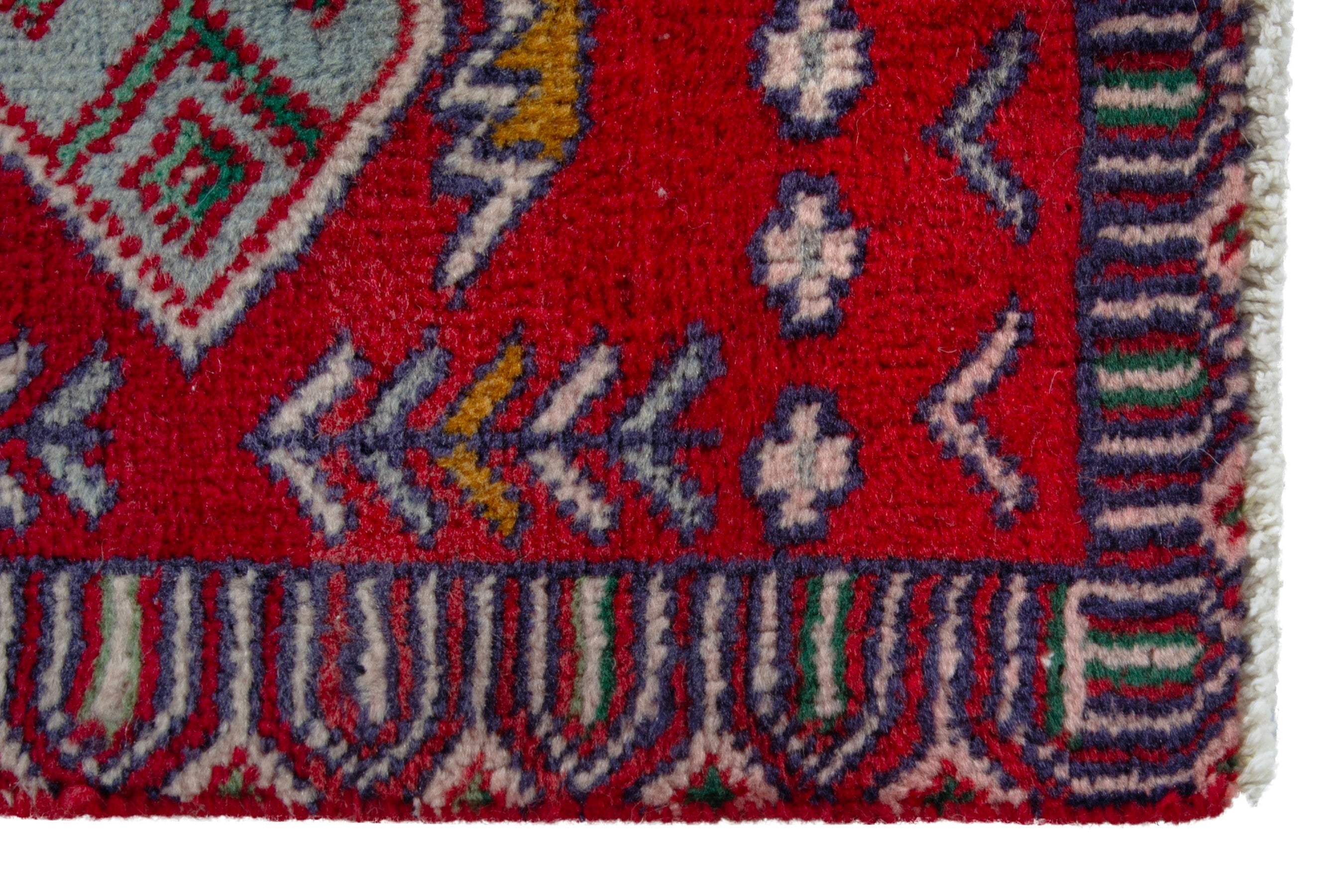Persian Torkaman accent rug in deep red and gold, view 5 of 9