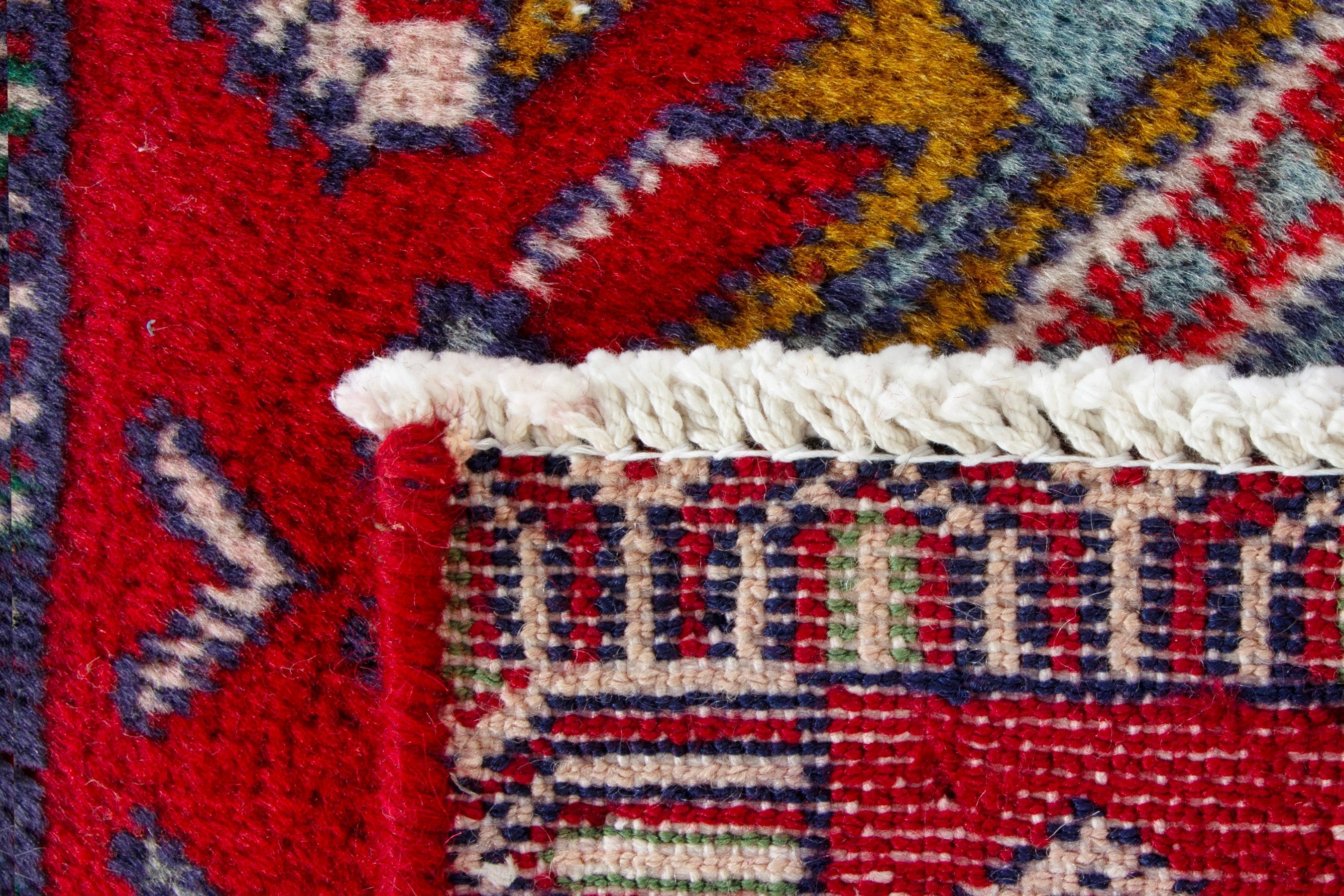 Persian Torkaman accent rug in deep red and gold, view 9 of 9