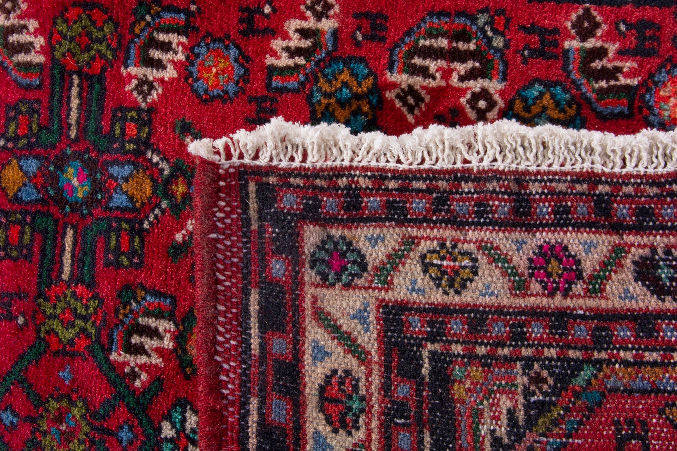 Persian Hamedan accent rug in deep red and cream, view 7 of 7