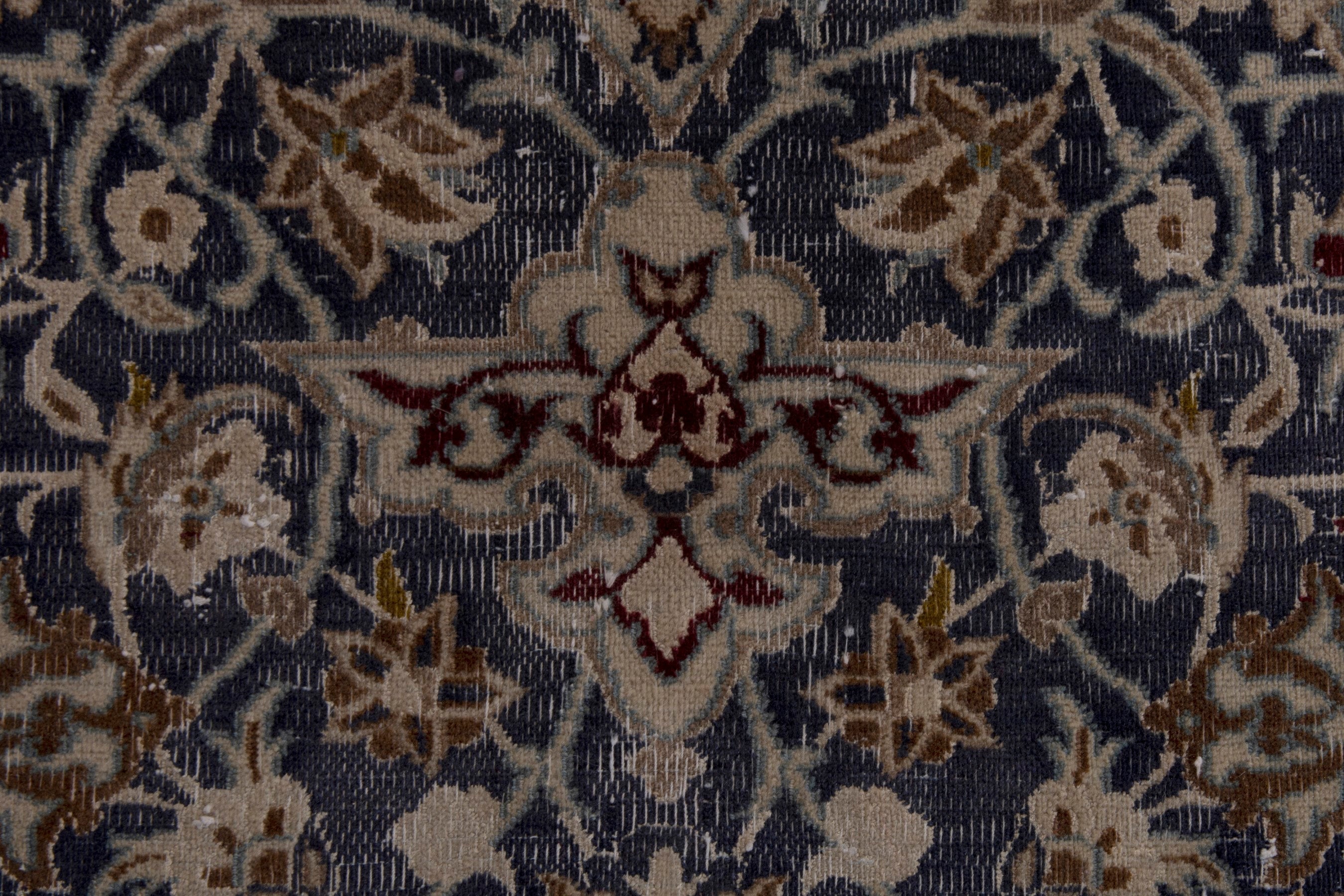 Persian Nain area rug in navy and cream, view 14 of 19