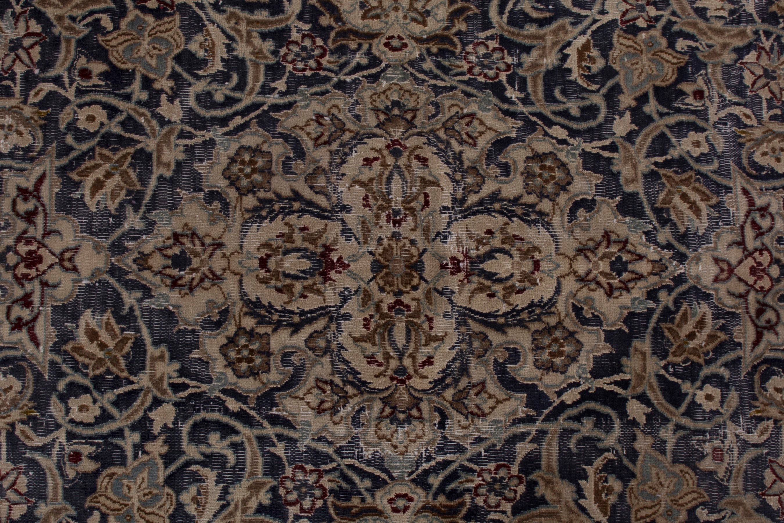 Persian Nain area rug in navy and cream, view 15 of 19