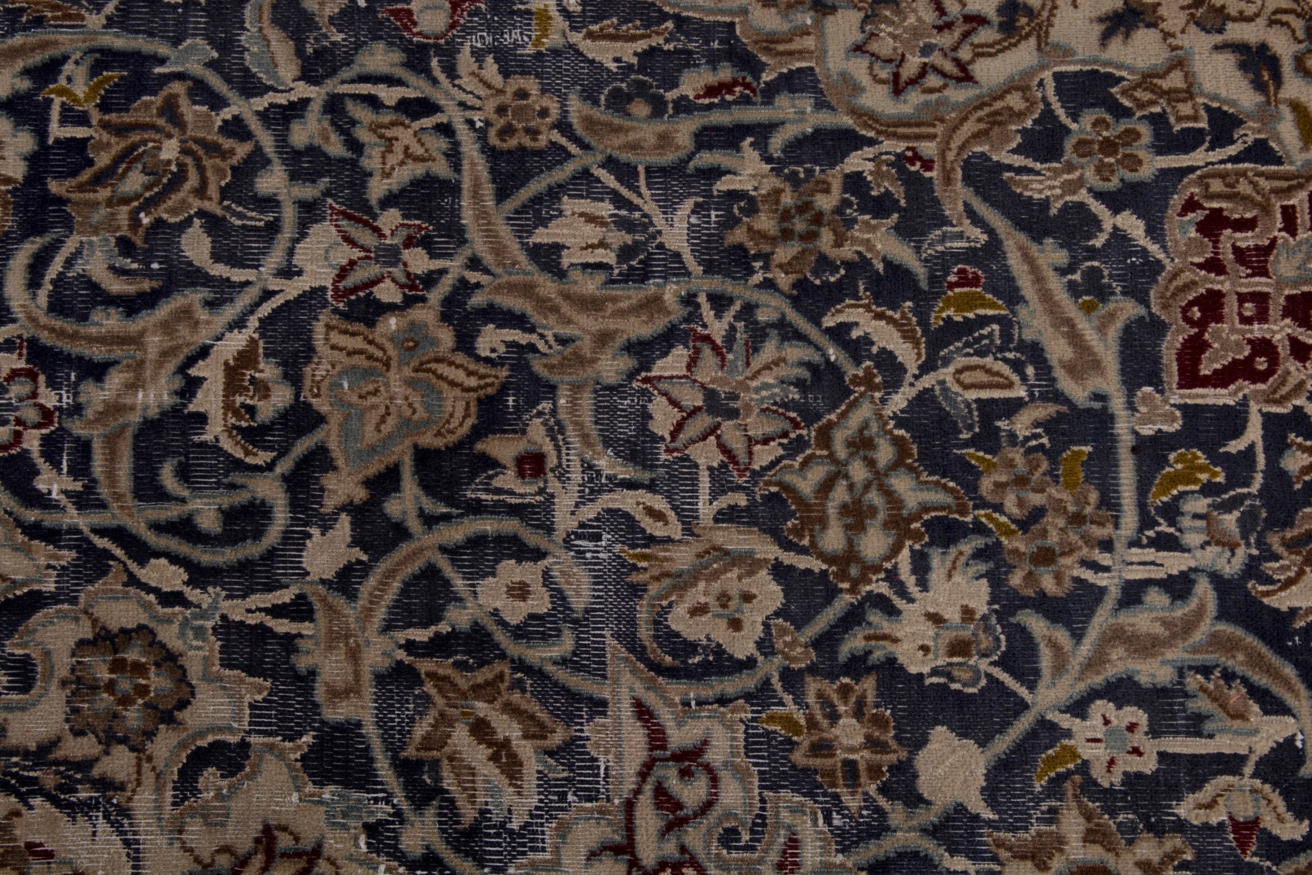 Persian Nain area rug in navy and cream, view 16 of 19