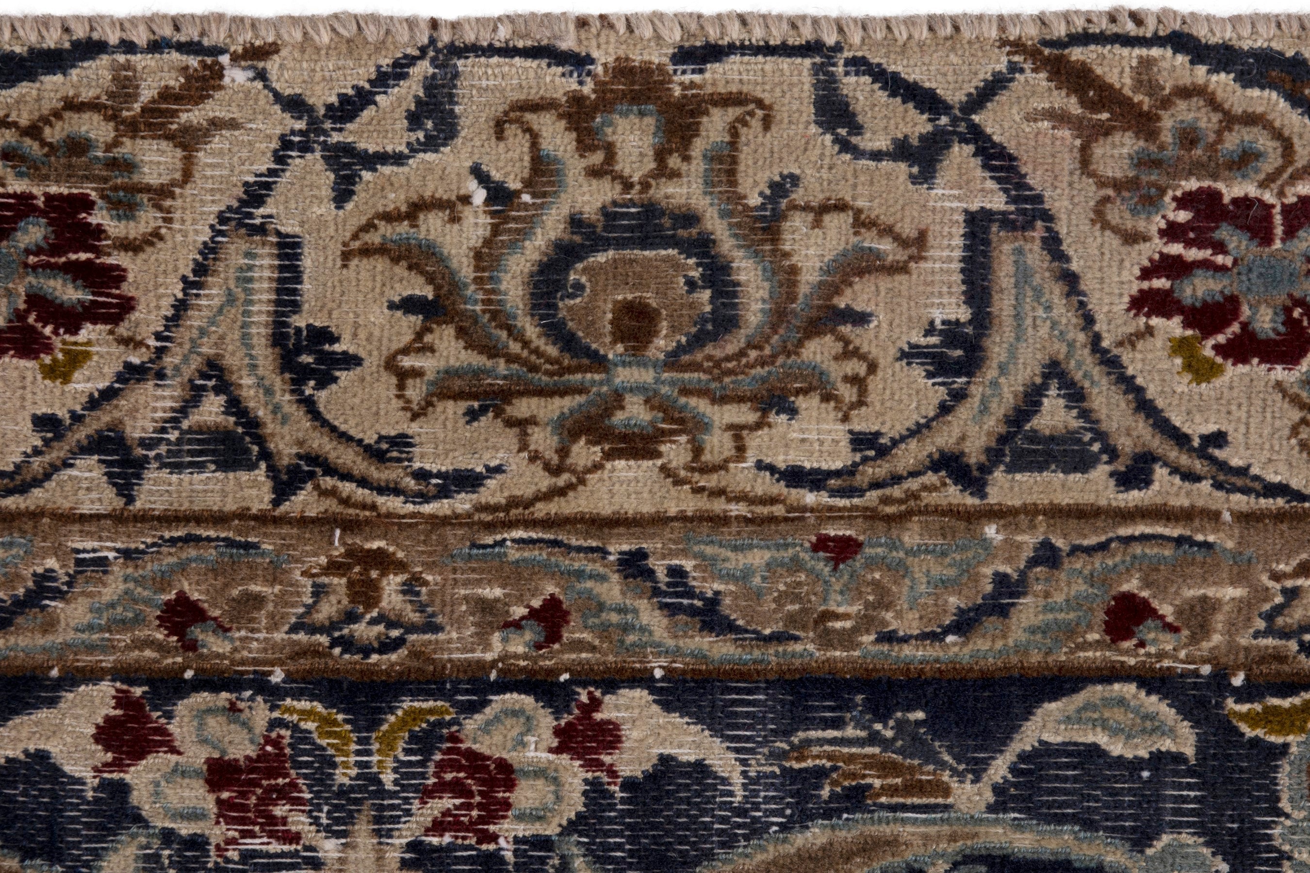 Persian Nain area rug in navy and cream, view 12 of 19