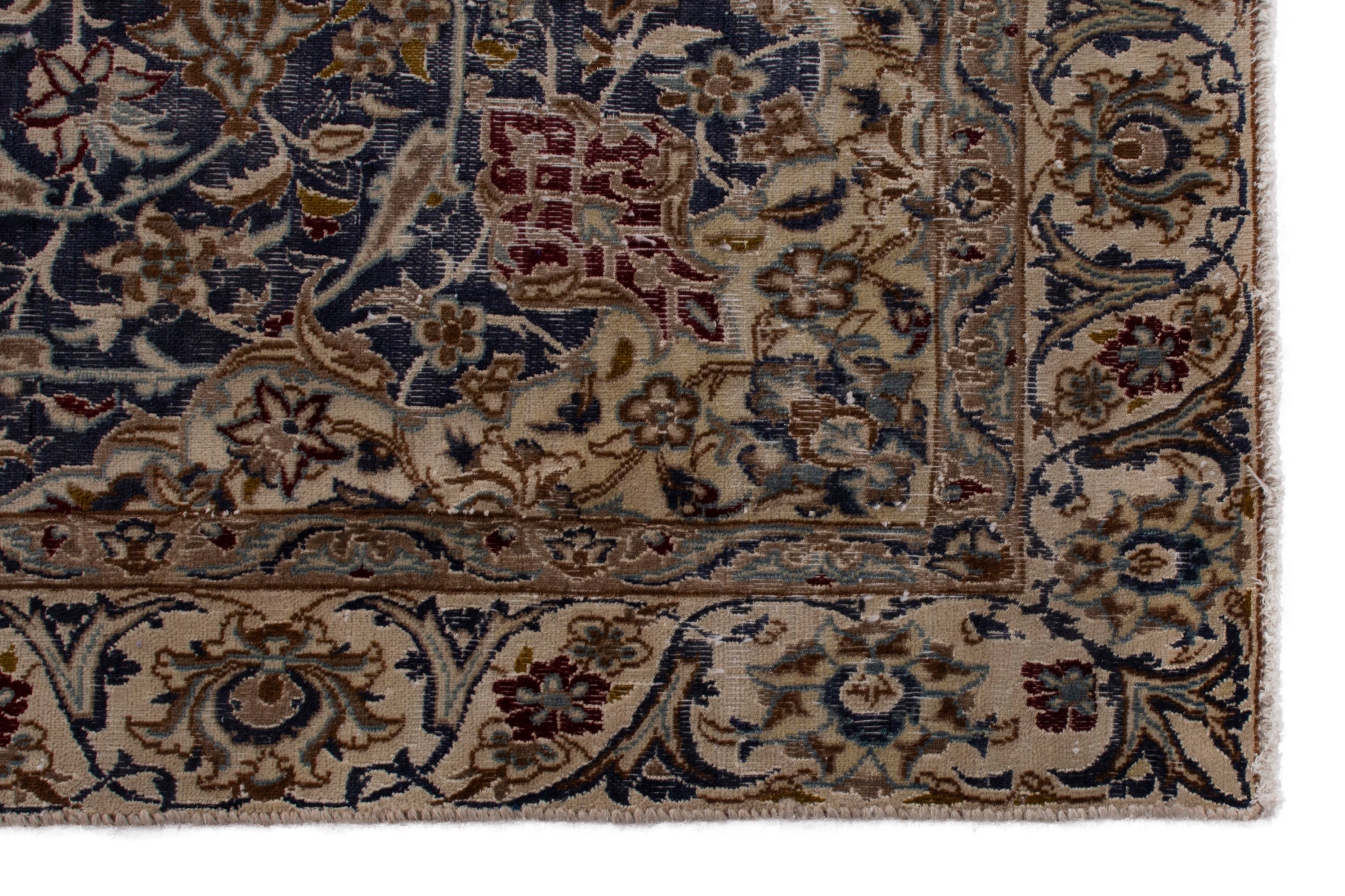 Persian Nain area rug in navy and cream, view 10 of 19