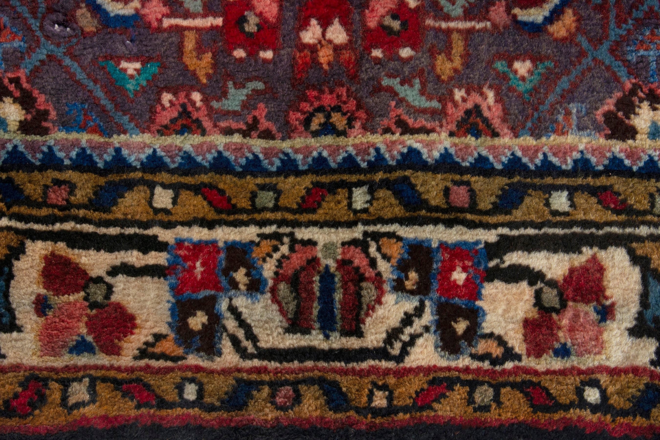 Persian Hamedan area rug in burgundy and deep red, view 11 of 18