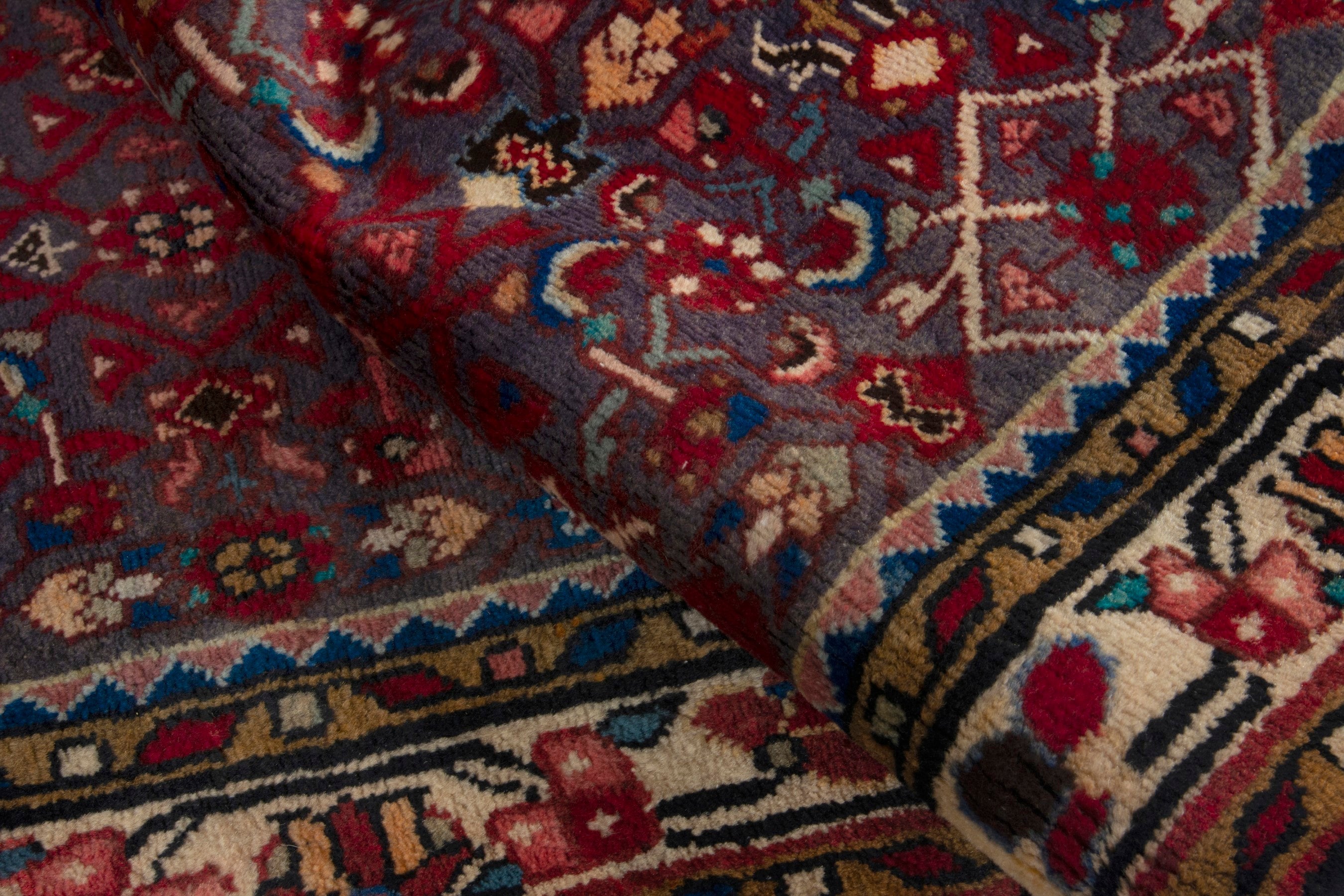 Persian Hamedan area rug in burgundy and deep red, view 15 of 18