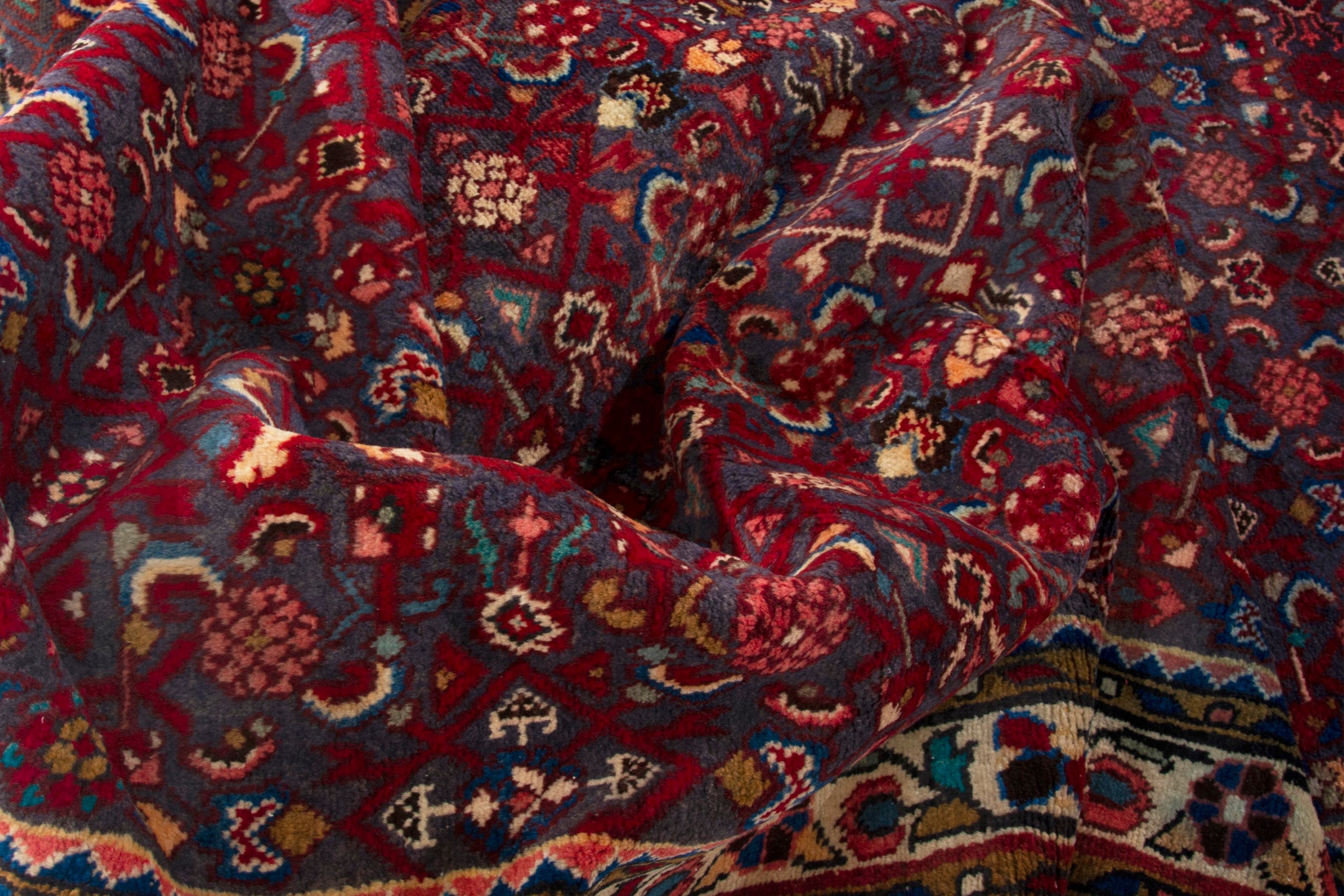 Persian Hamedan area rug in burgundy and deep red, view 17 of 18