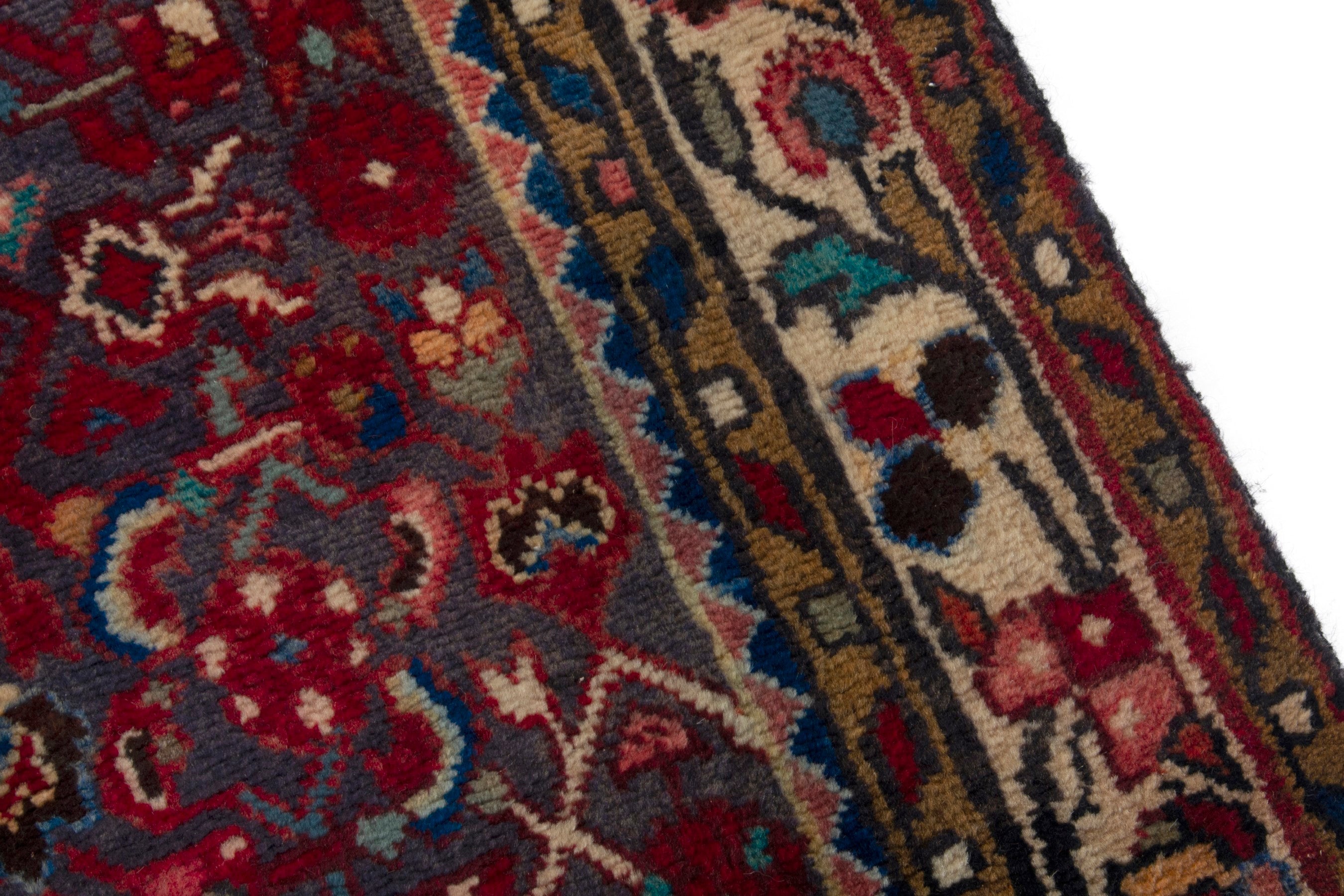 Persian Hamedan area rug in burgundy and deep red, view 9 of 18