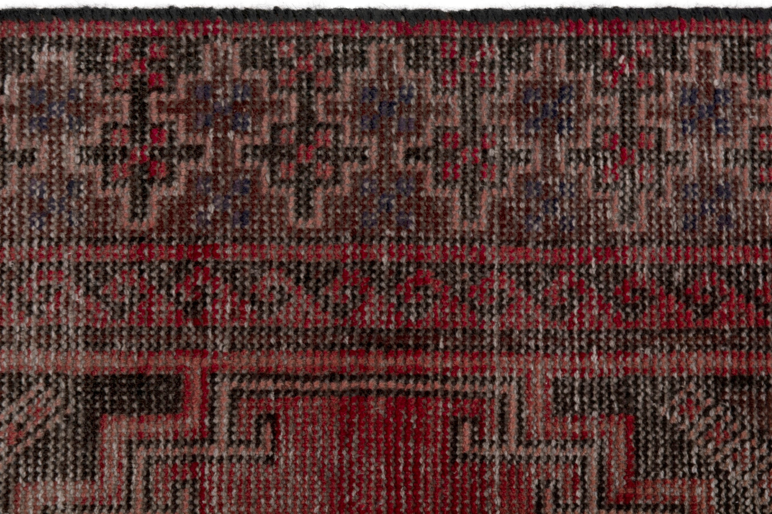 Persian Ferdos area rug in faded red and charcoal, view 14 of 19